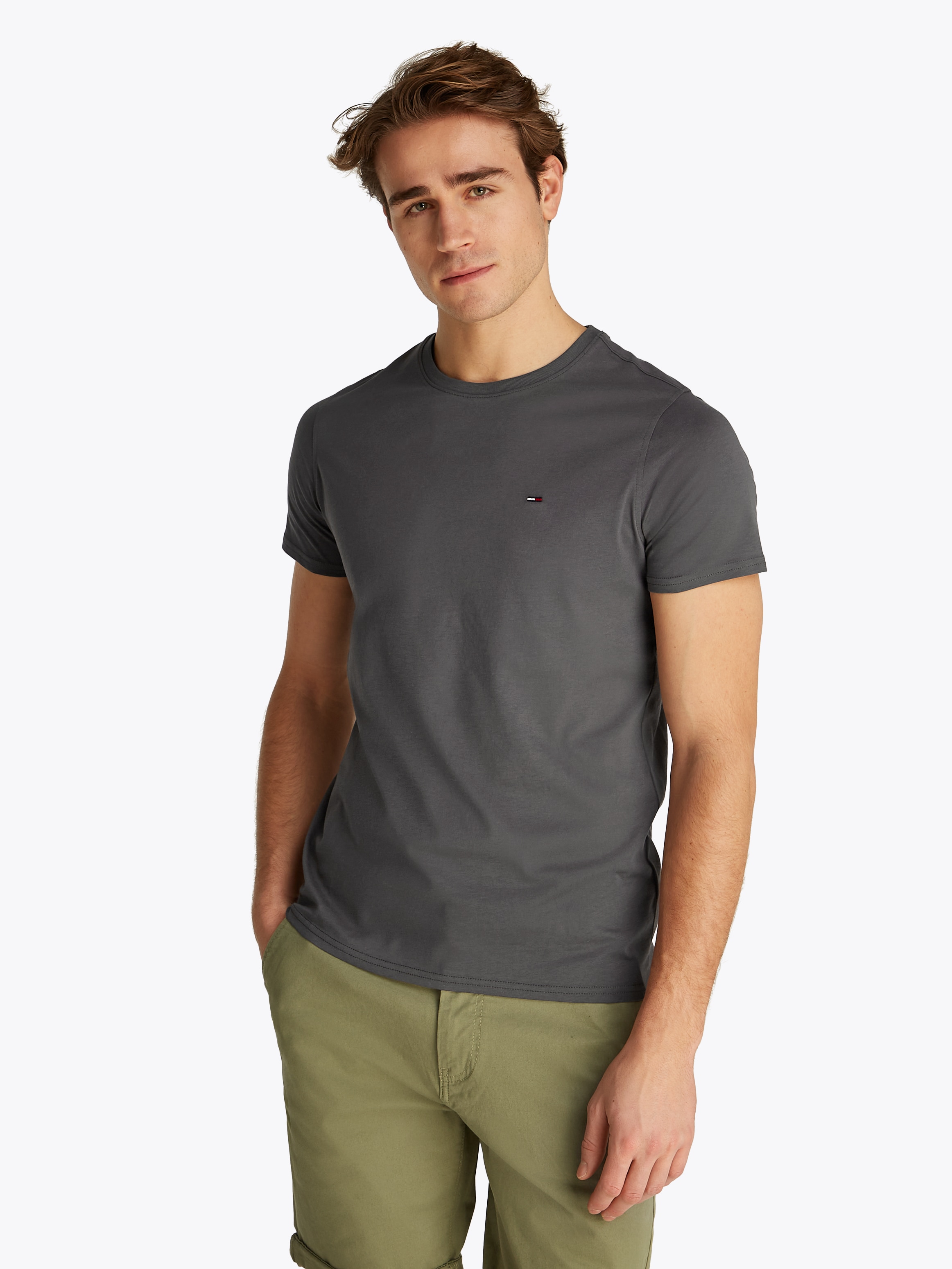 Tommy Jeans T-Shirt "TJM ESSENTIAL SOLID TEE", Regular Fit mit Rundhalsauss günstig online kaufen