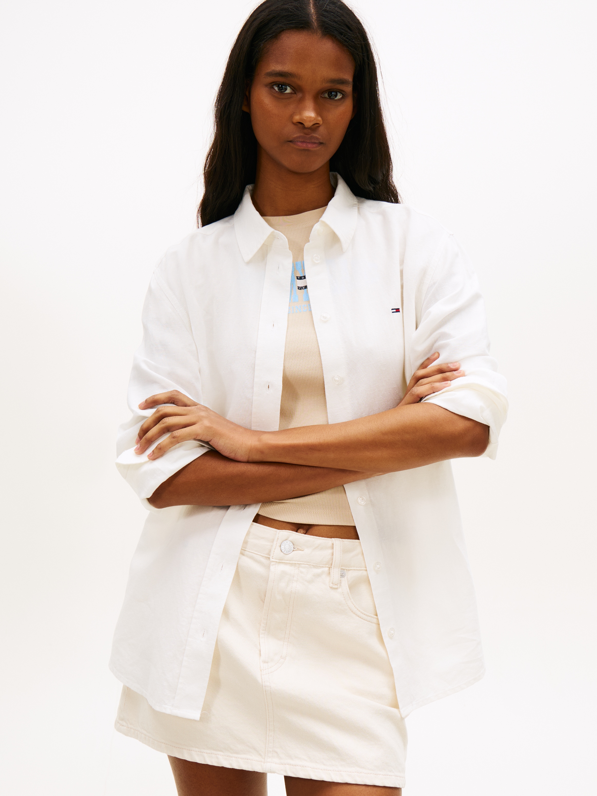 Tommy Jeans Hemdbluse "TJW RLX LINEN SHIRT" mit zeitlosem Design, Leinen-Mi günstig online kaufen