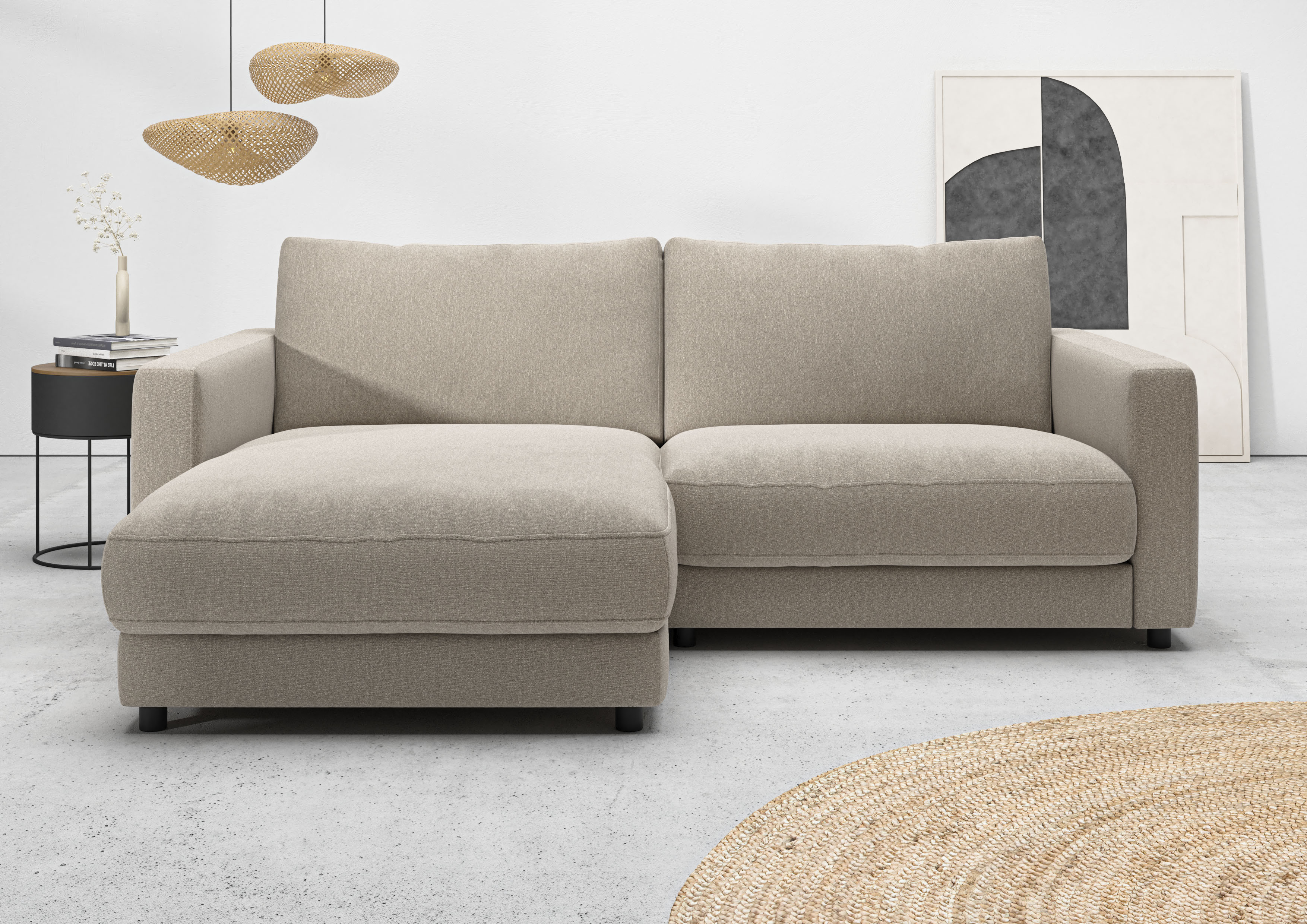 Home affaire Ecksofa "Ecksofa Jiro, L-Form, große Sitztiefe, Breite 226 cm" lose Sitz- & Rückenkissen, weicher Polsteraufbau, komfortabel & modern