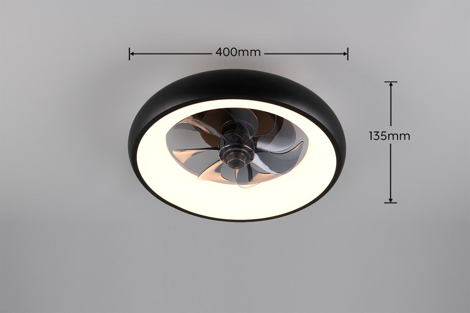 REALITY Leuchten LED Deckenleuchte »MUONIO mit Ventilator, Deckenventilator mit Licht, 20W LED CCT Ø 40cm« LED-Board 1 Stk. Farbwechsler | warmweiß - kaltweiß Fernbedienung 3 Geschwindigkeiten Timer Vor- & Rücklauf dimmbar