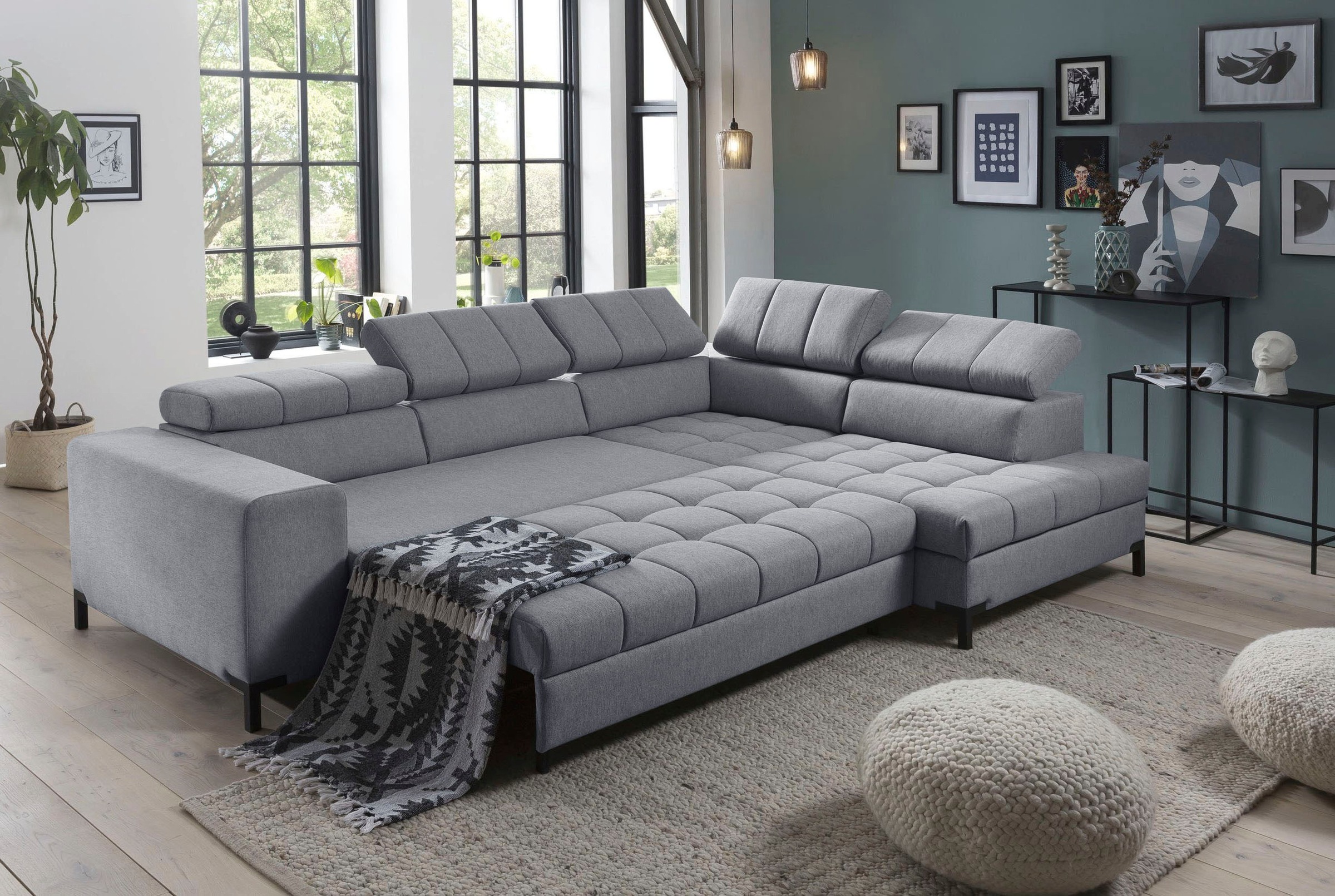 exxpo - sofa fashion Ecksofa »Bocco, hochwertige Verarbeitung, toller Sitzkomfort, bequem, L-Form«, wahlweise mit Bettfunktion u. Bettkasten, inkl. Kopfteilverstellung