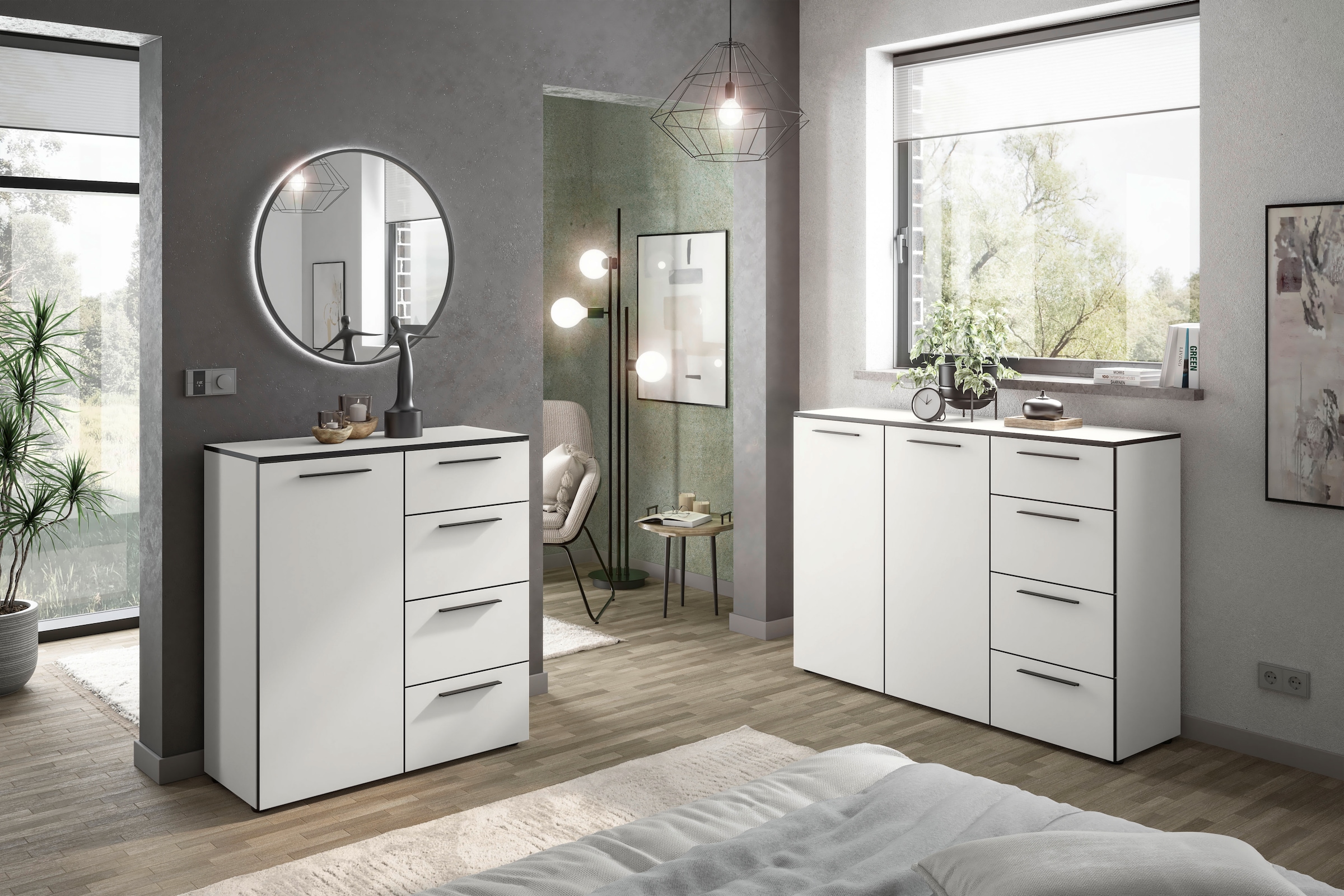 Manjana Möbel Kommode »Kommode mit Schwarz matten Metallgriffen in verschiedenen Ausführungen«