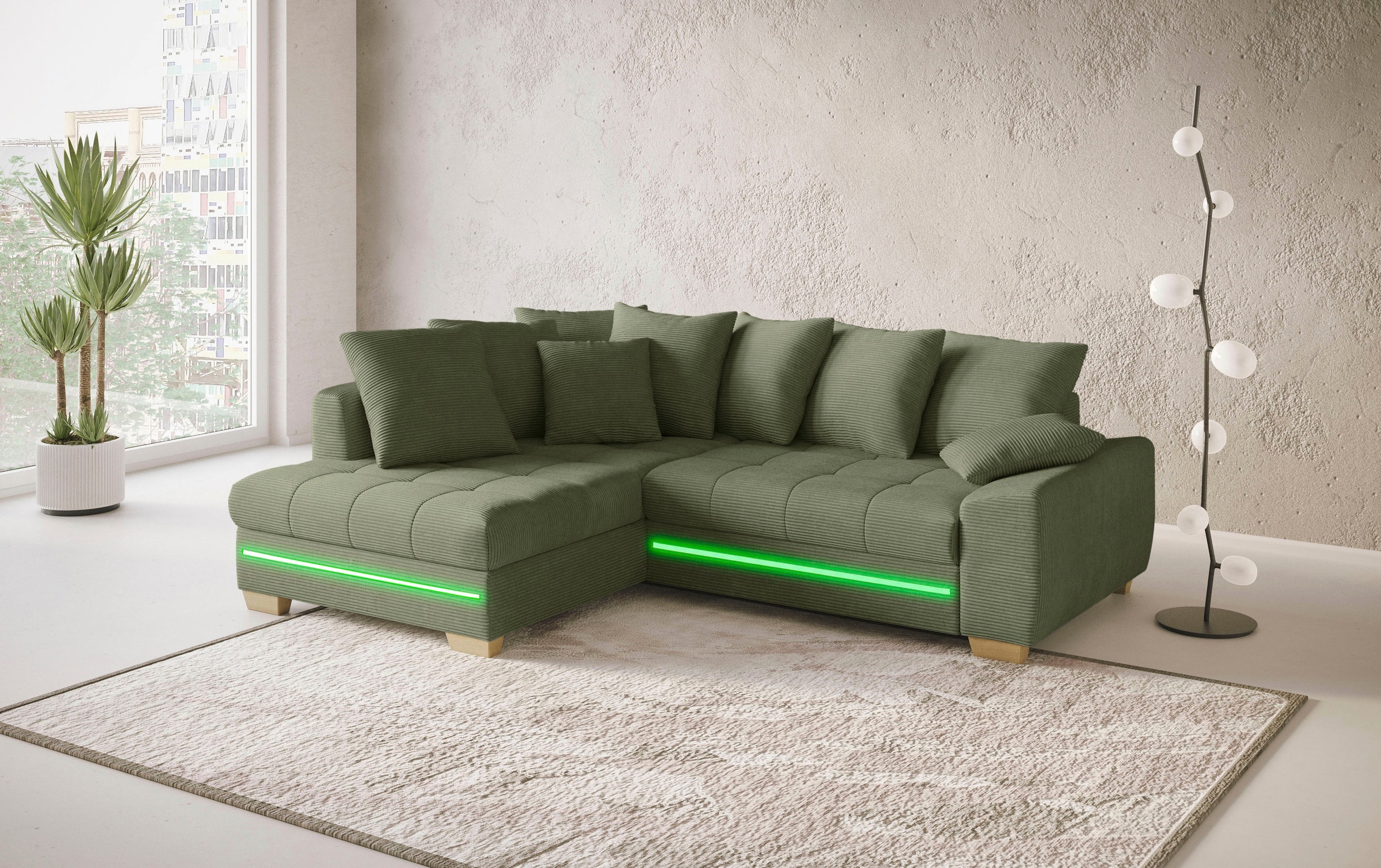 Thumbnail - Mr. Couch Ecksofa "Nikita II, L-Form", mit RGB-LED Beleuchtung, wahlweise mit Bett, Bettkasten, Kaltschaum