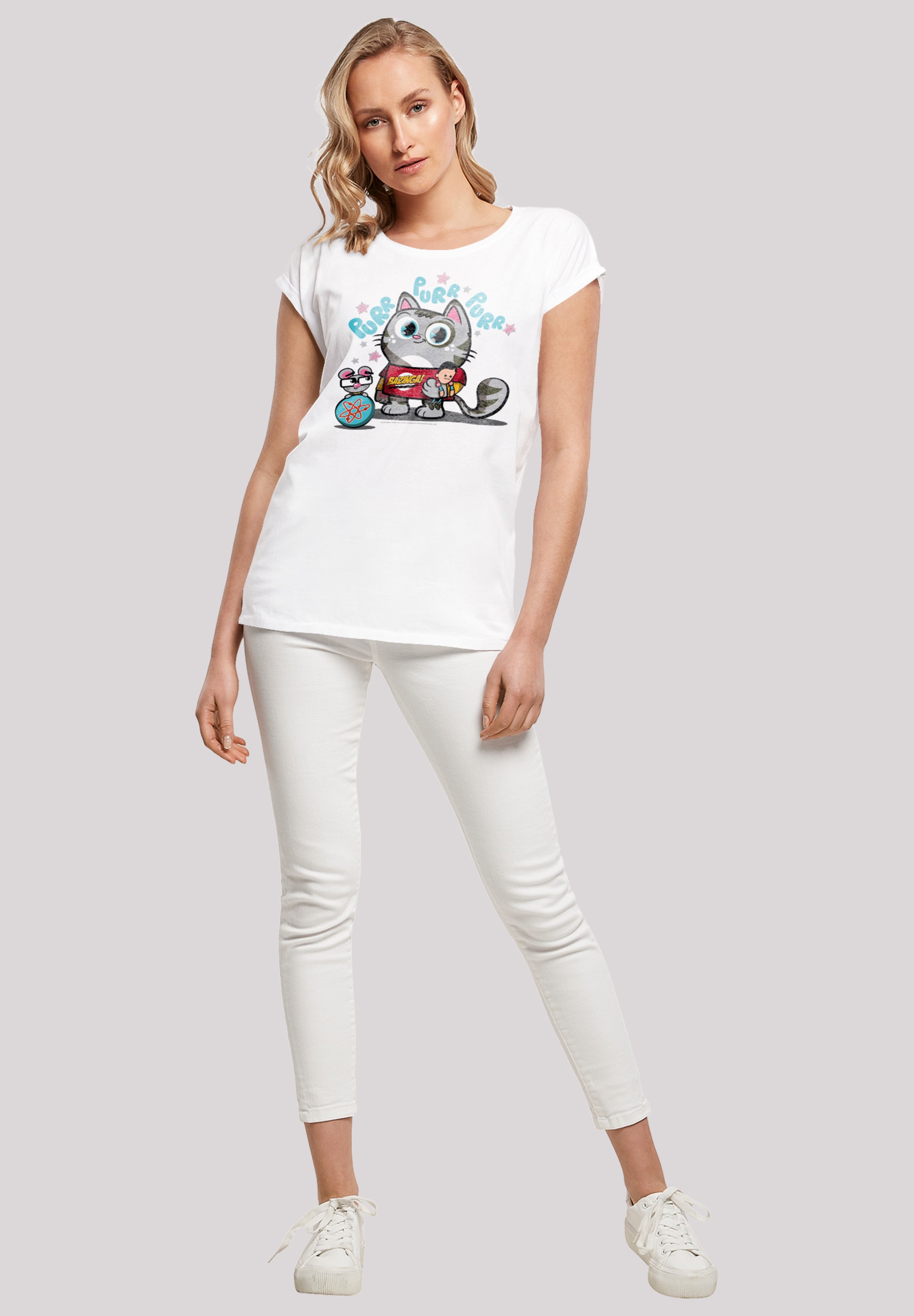 F4NT4STIC T-Shirt »Big Bang Theory Bazinga Kitty«, Damen,Premium Merch,Regular-Fit,Kurze Ärmel,Bedruckt