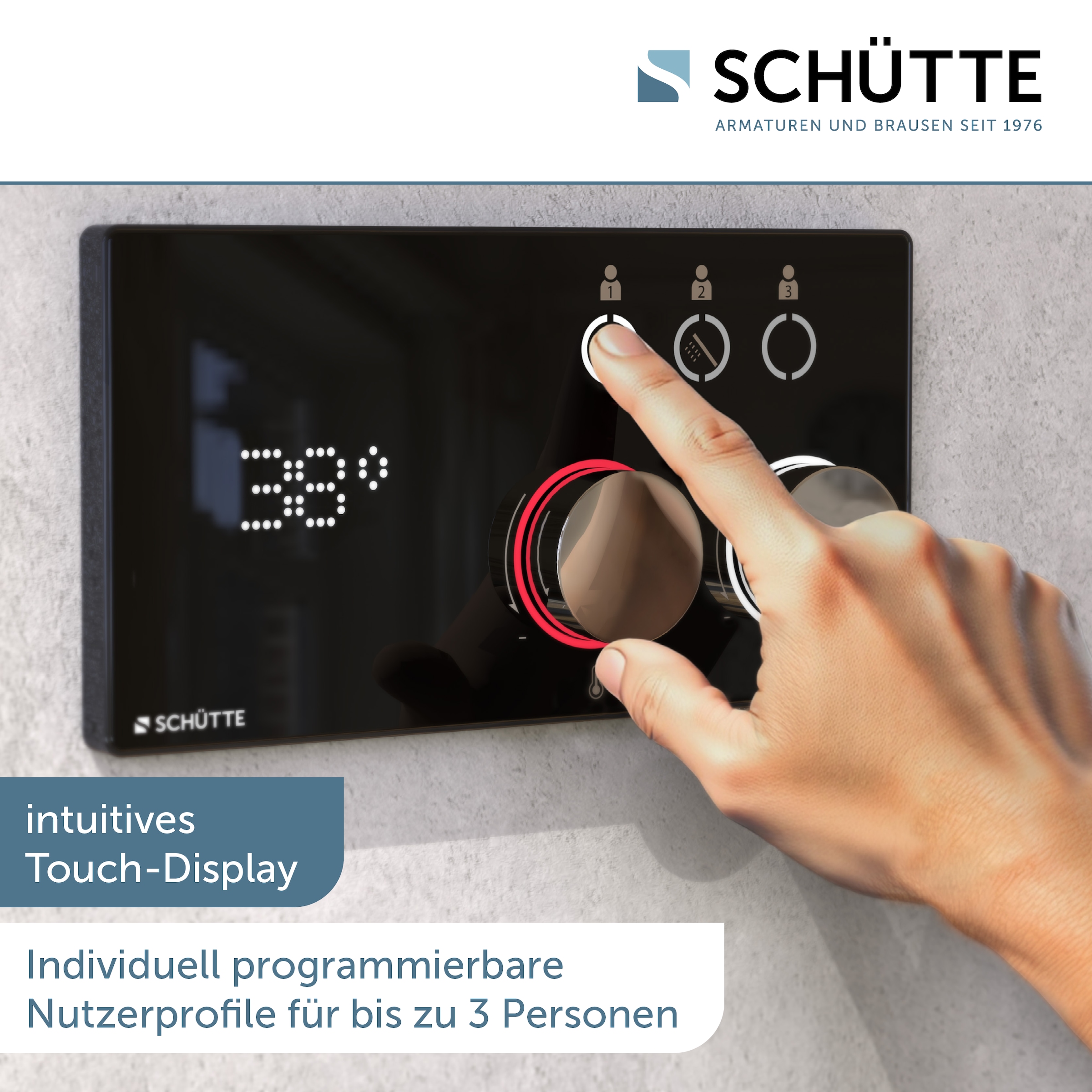 Schütte Brausegarnitur »AQUADOT«, Überkopfbrauseset mit digitalem Duschsystem