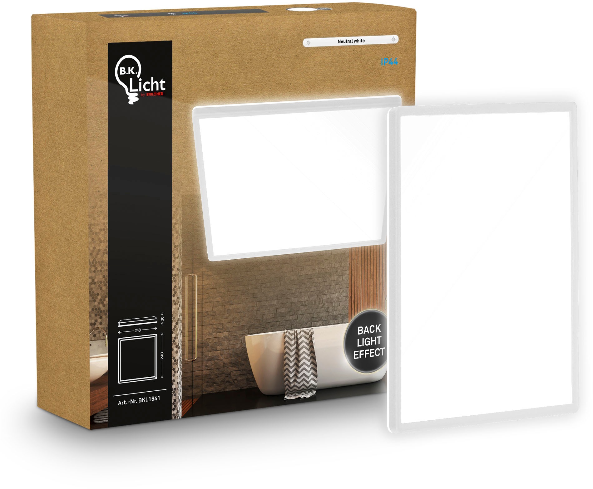 B.K.Licht LED Panel »SHALLOW« LED-Board 1 Stk. Neutralweiß 24x24x3 cm, Badlampe, Badezimmer, Küche, Wohnzimmer