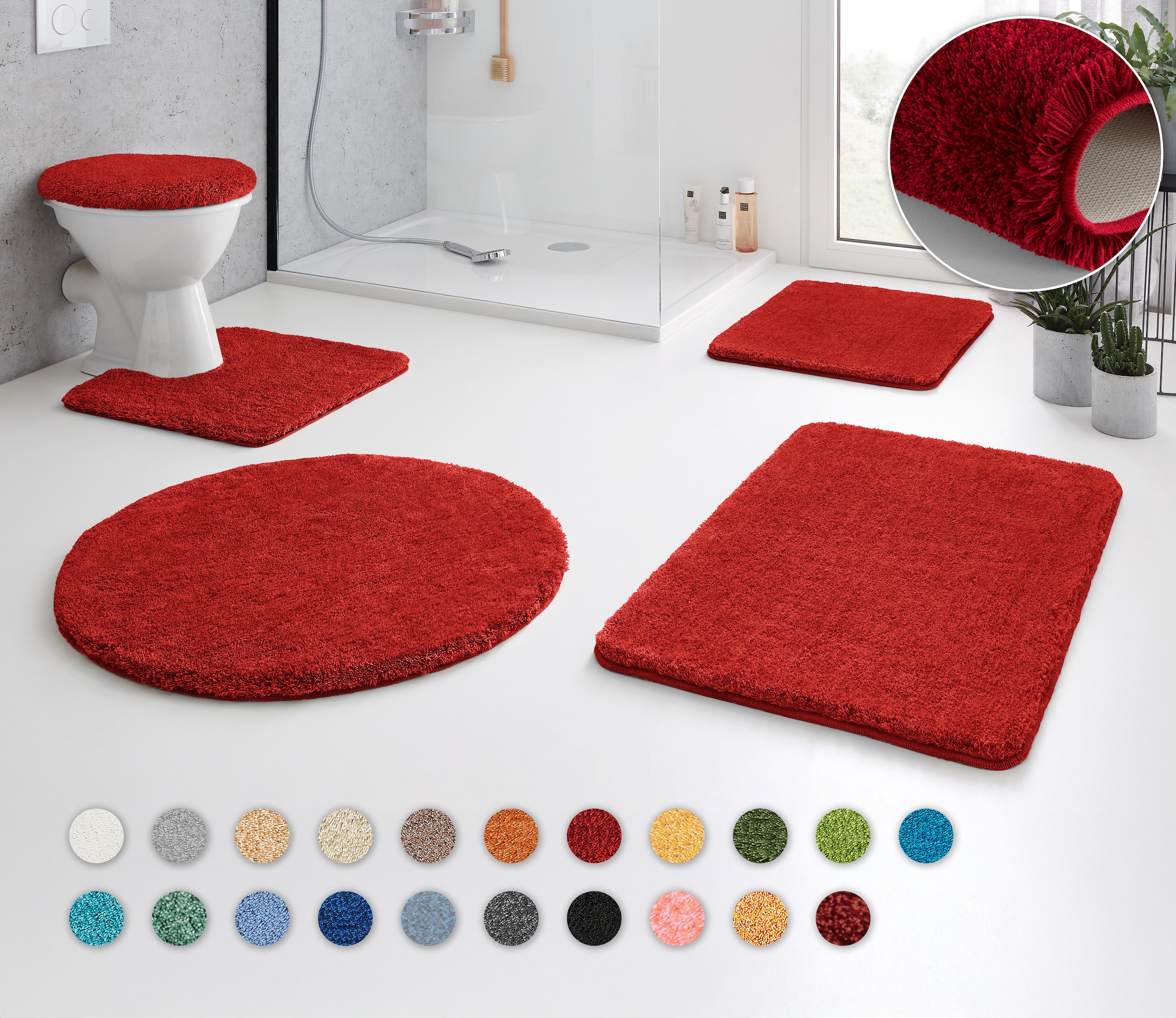 Kleine Wolke Badematte "RELAX, Badvorleger, Badezimmer Teppich" Höhe 30 mm rutschhemmend beschichtet fußbodenheizungsgeeignet Badteppich, meliert, rechteckig, rund & als Set erhältlich