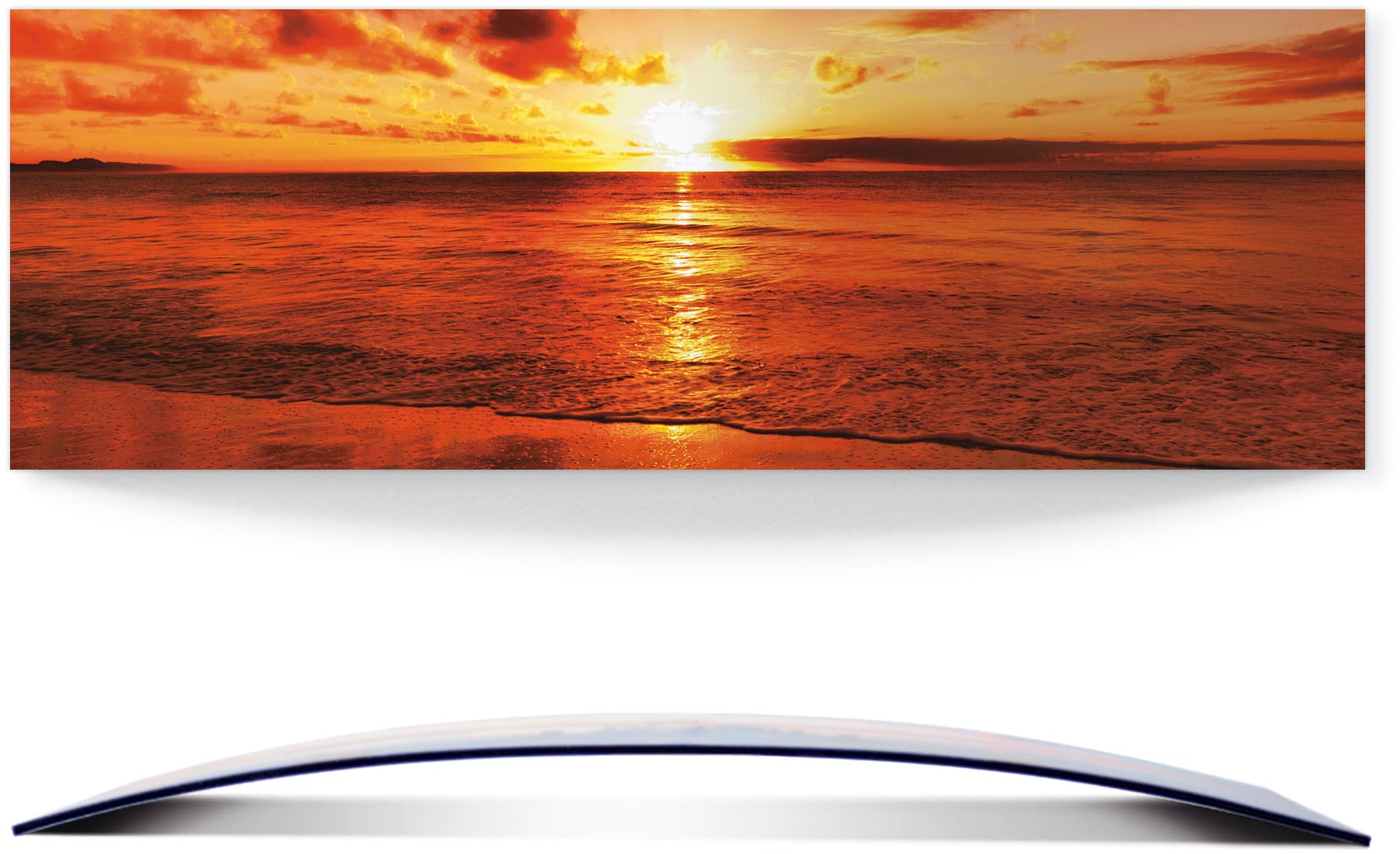 gebogen St.), Wandbild (1 Optik BAUR 3D kaufen Strand«, | Gewässer, Artland »Schöner Sonnenuntergang