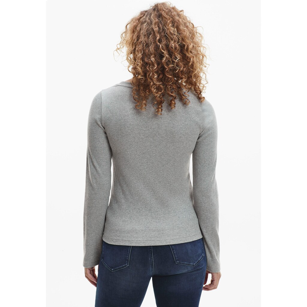 Damenmode Shirts & Sweatshirts Calvin Klein Jeans Langarmshirt »MICRO BRANDING RIB LS TEE«, in Rippenoptik mit Calvin Klein Jean