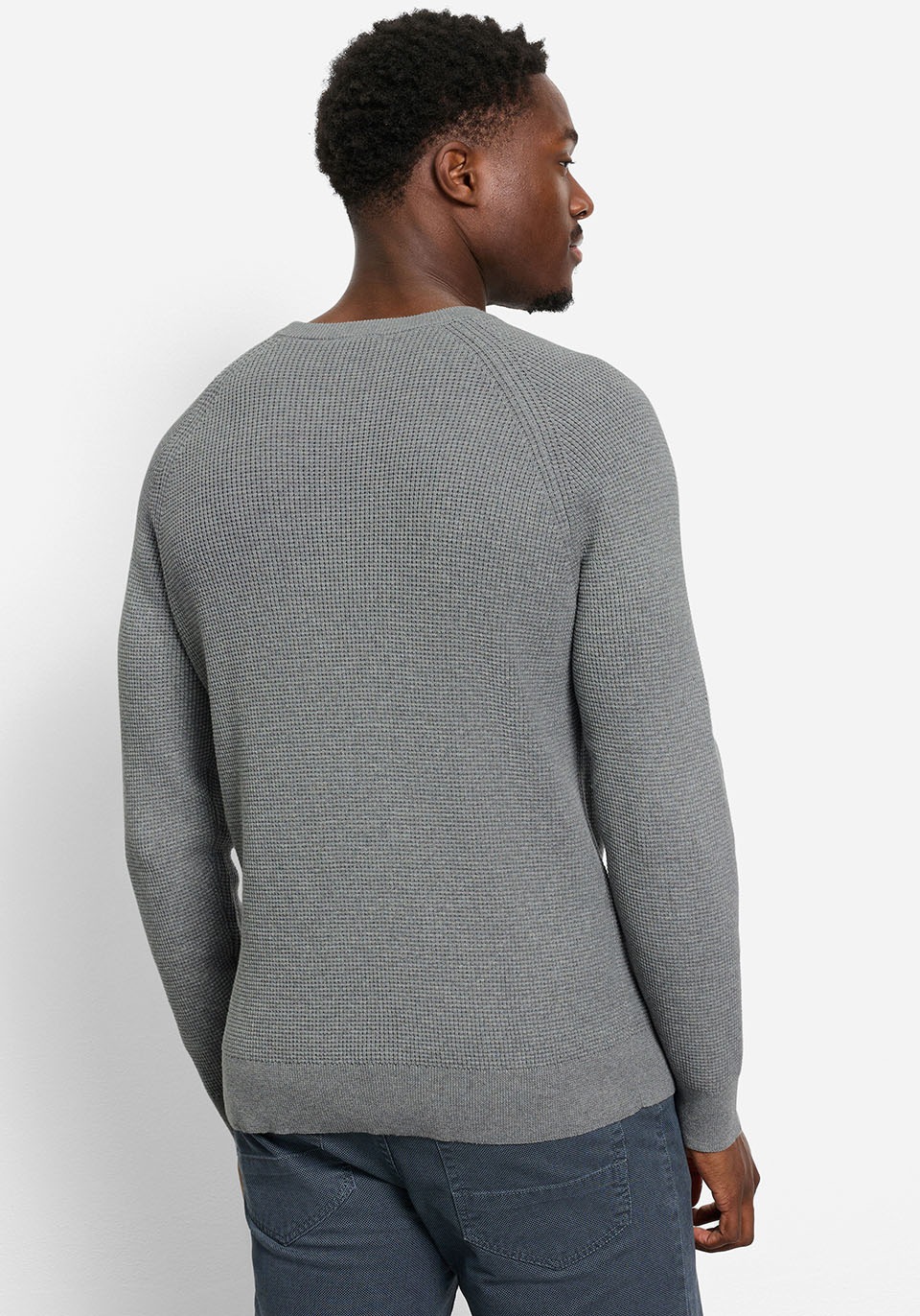 OLYMP Rundhalspullover "Waffle Structure", Rundhals, casual, unifarben, reg günstig online kaufen
