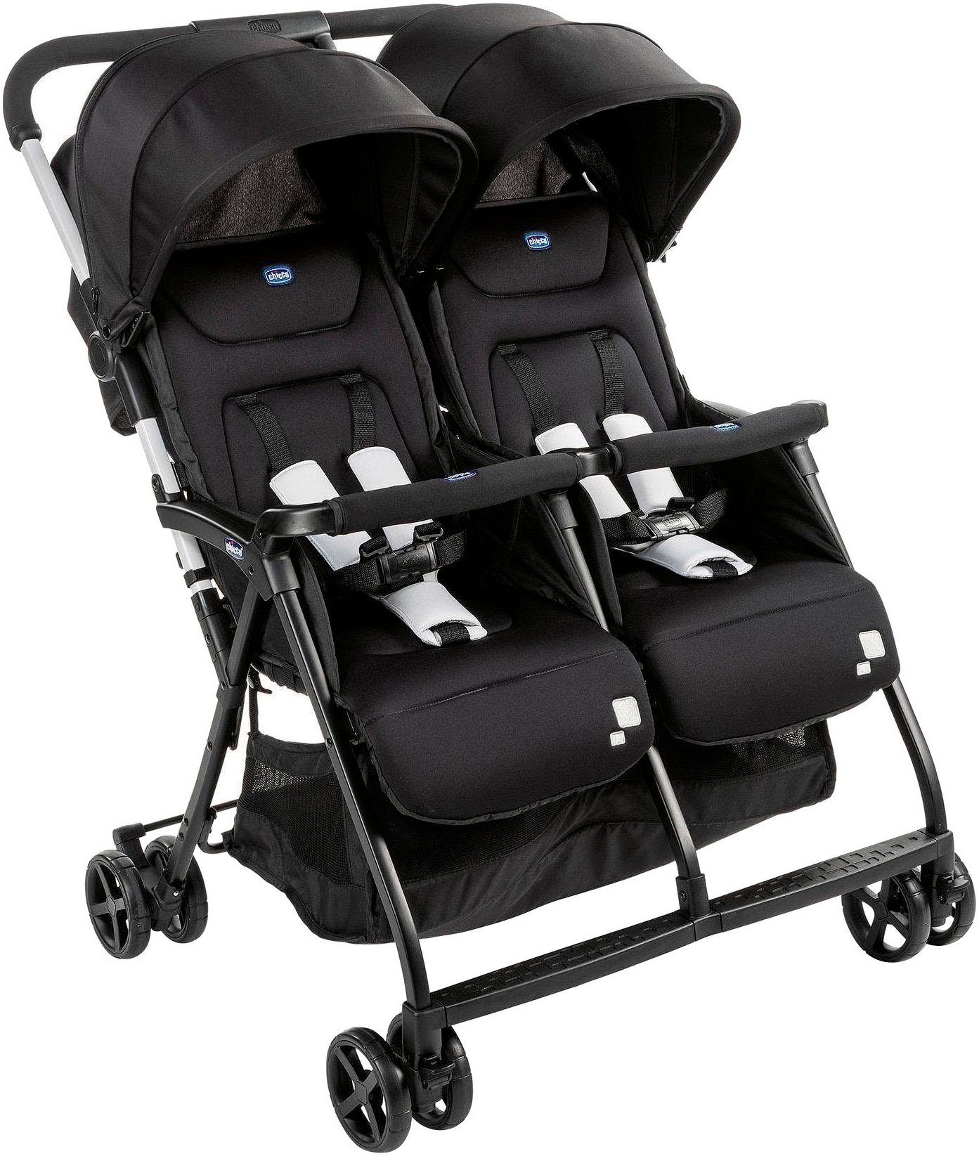 CHICCO Kinder Zwillingsbuggy "OHlalà Twin, Black Night", schwarz, Metall, Polyester, Kinderwagen, Zwillingskinderwagen