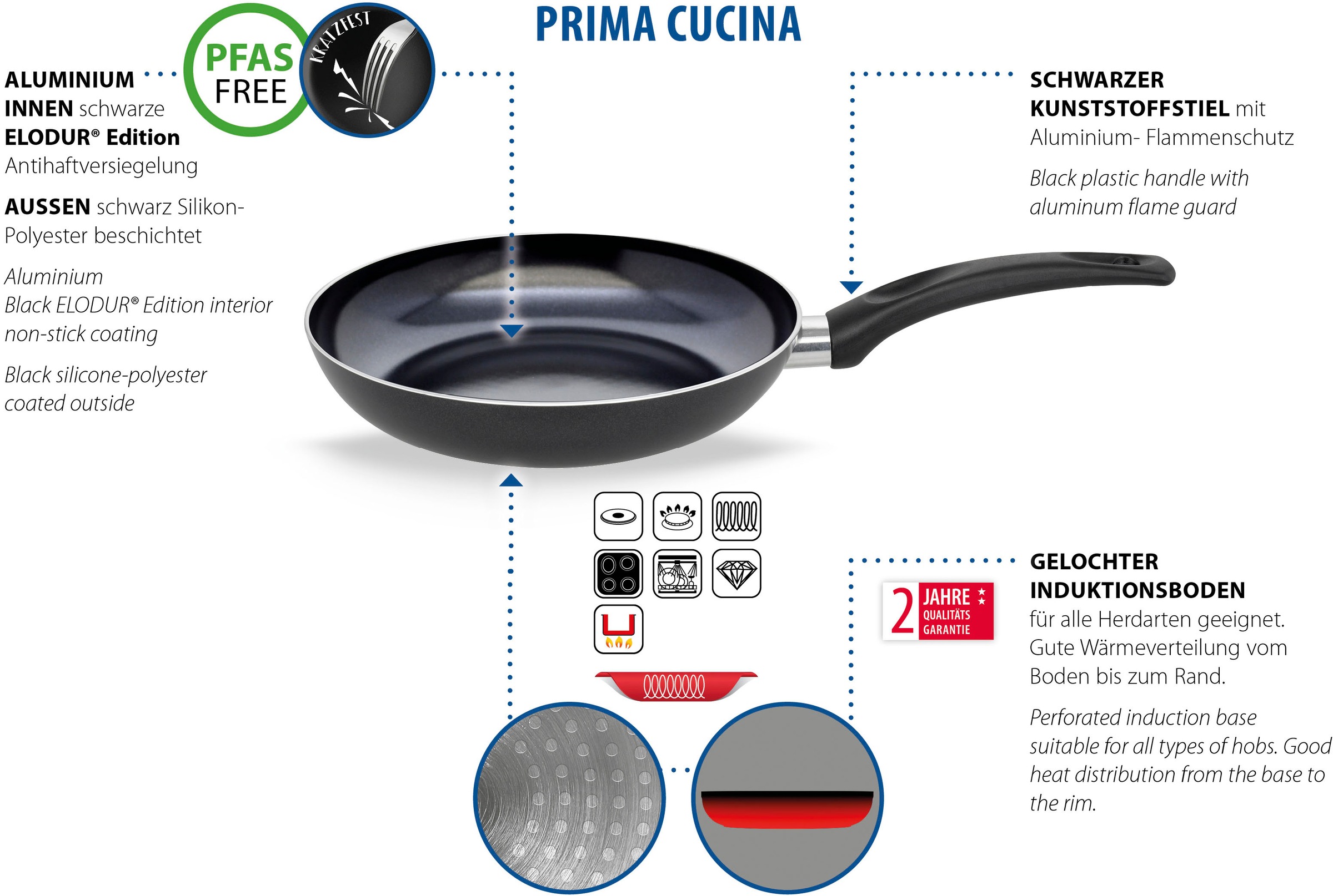 Elo Basic Bratpfanne "Prima Cucina" Aluminium 1 Stk. tlg. Für alle Herdarte günstig online kaufen