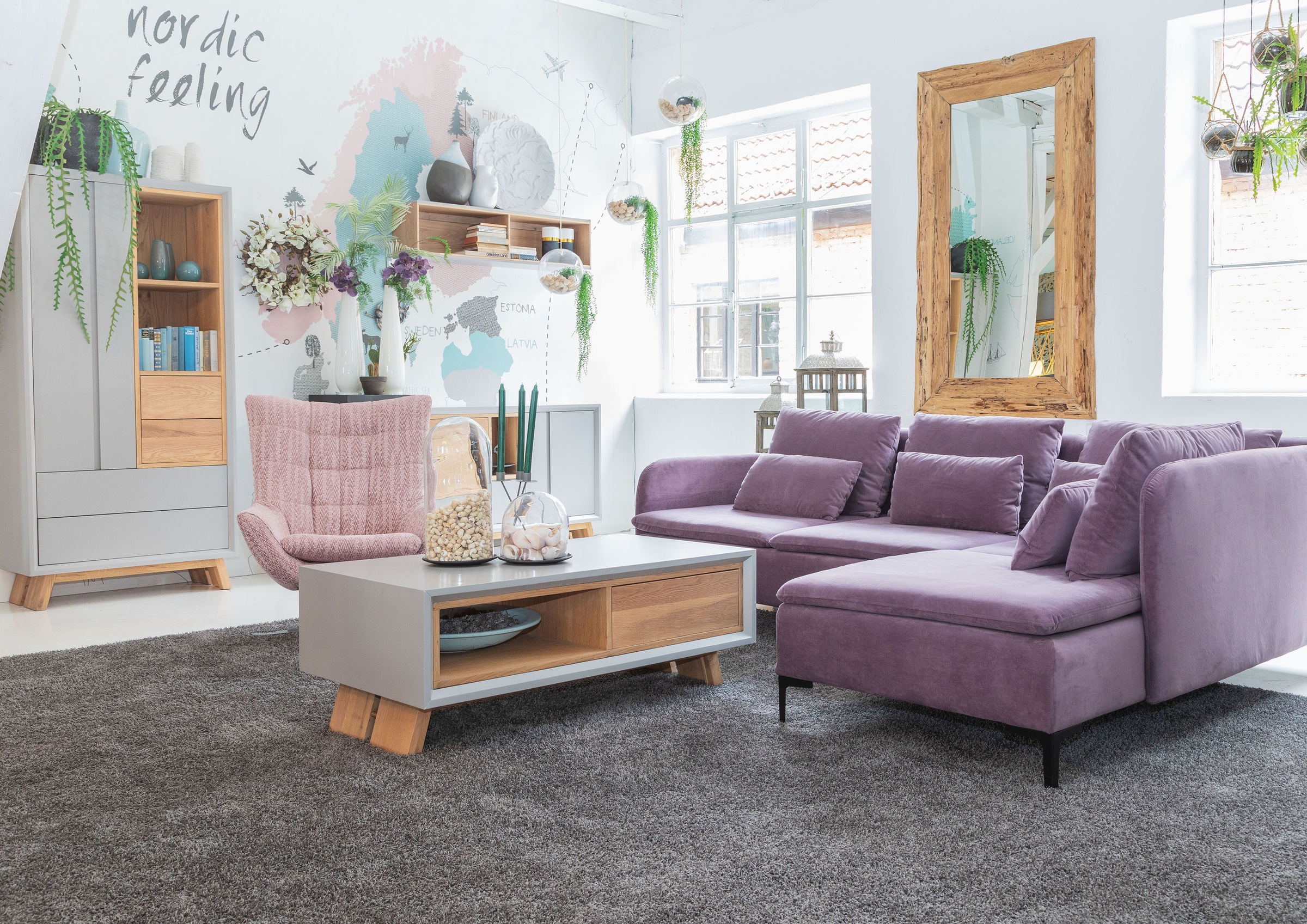 Couchtisch GUTMANN FACTORY "Omaha", beige (natur, grau, grau), H:45cm T:60cm, Tische, Couchtisch, mit Schublade 3
