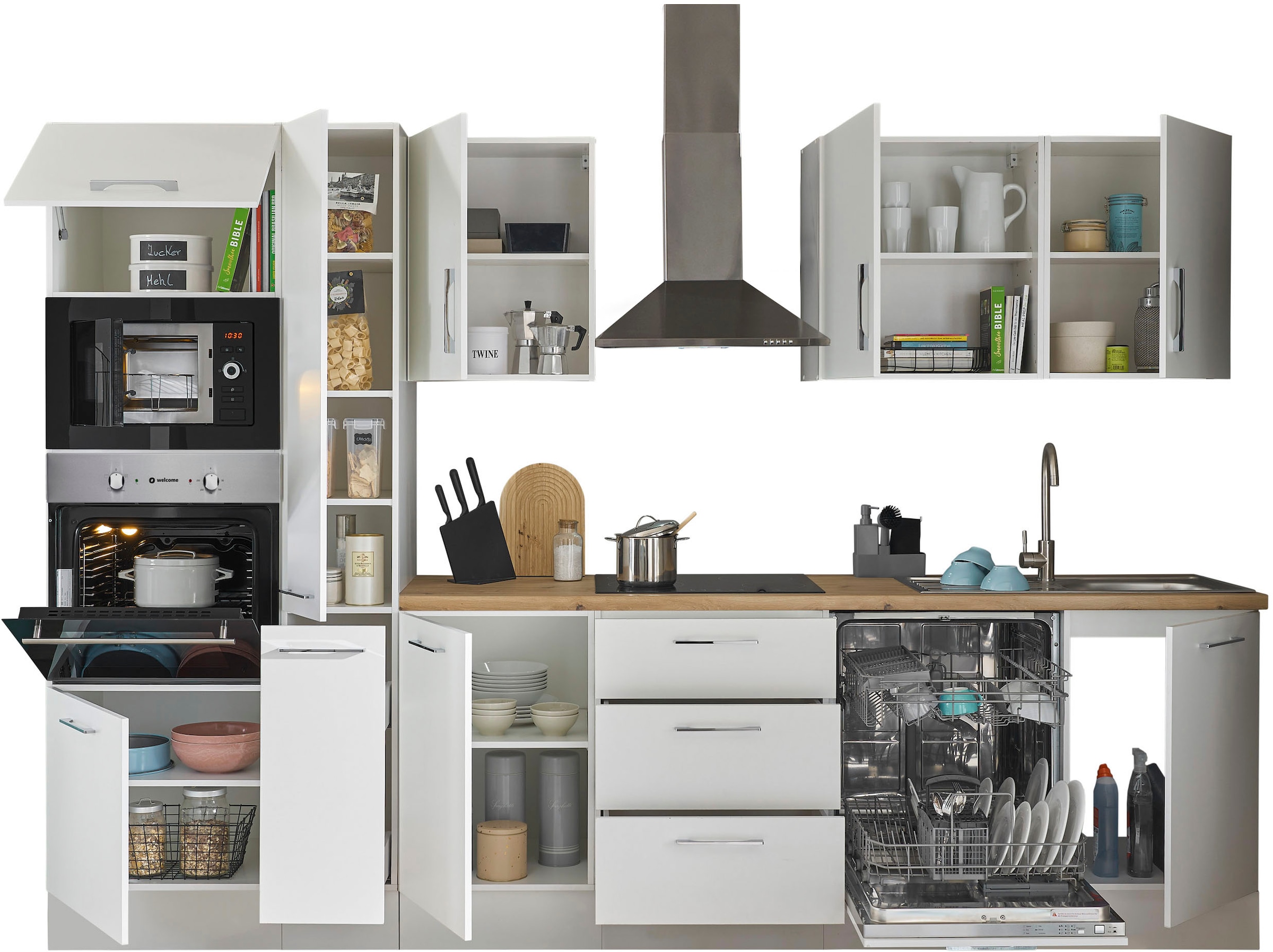 BASIC by Balculina Küchenzeile »Turin«, Breite 310 cm, wahlweise mit E-Geräten