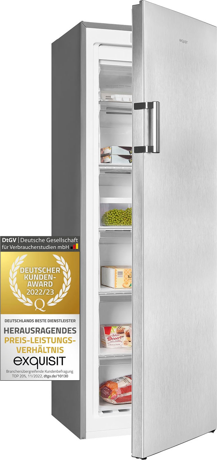 exquisit Gefrierschrank »GS271-NF-H-010E«, 169,1 cm hoch, 55,9 cm breit, 194 L Volumen, NoFrost, Schnellgefrieren, 4 Sterne