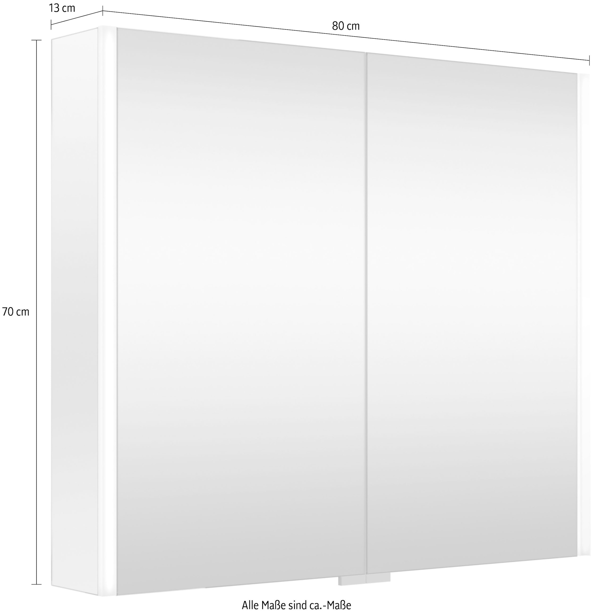 welltime Spiegelschrank »Ahus«, Mit Soft-Close-Funktion, inklusive Beleuchtung, Breite 80 cm, FSC®