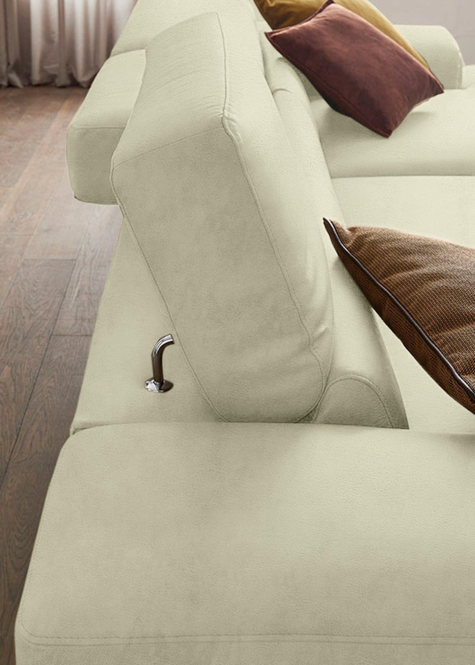 W.SCHILLIG Ecksofa »piedroo, Designsofa mit tollem Sitzkomfort, elegant und bequem, L-Form«, Kopfteilverstellung, wahlweise mit Sitztiefenverstellung, Breite 303cm