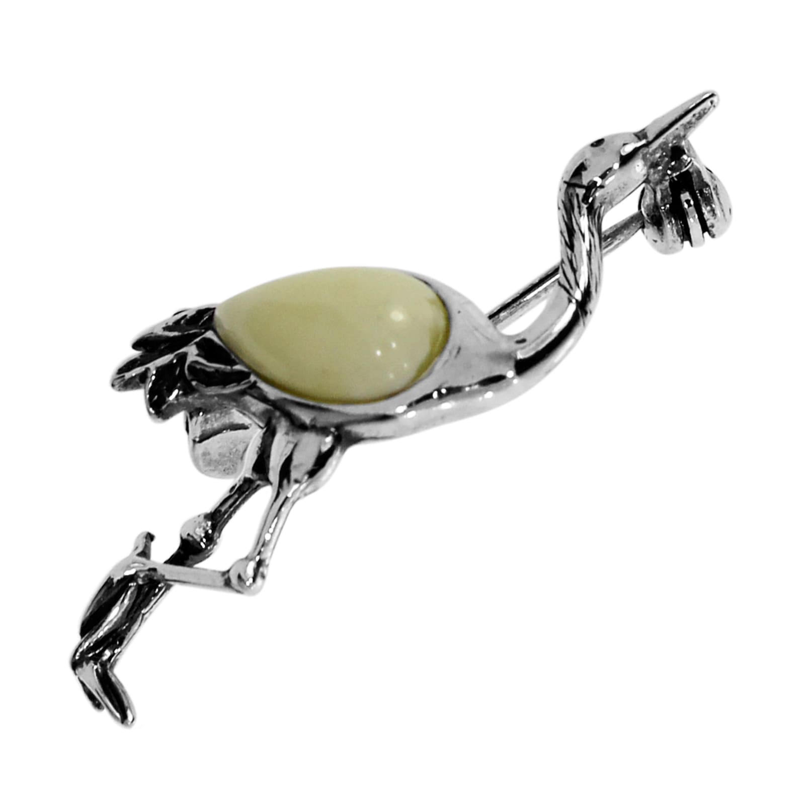 OSTSEE-SCHMUCK Brosche »- Kranich - Silber 925/000 - Bernstein«