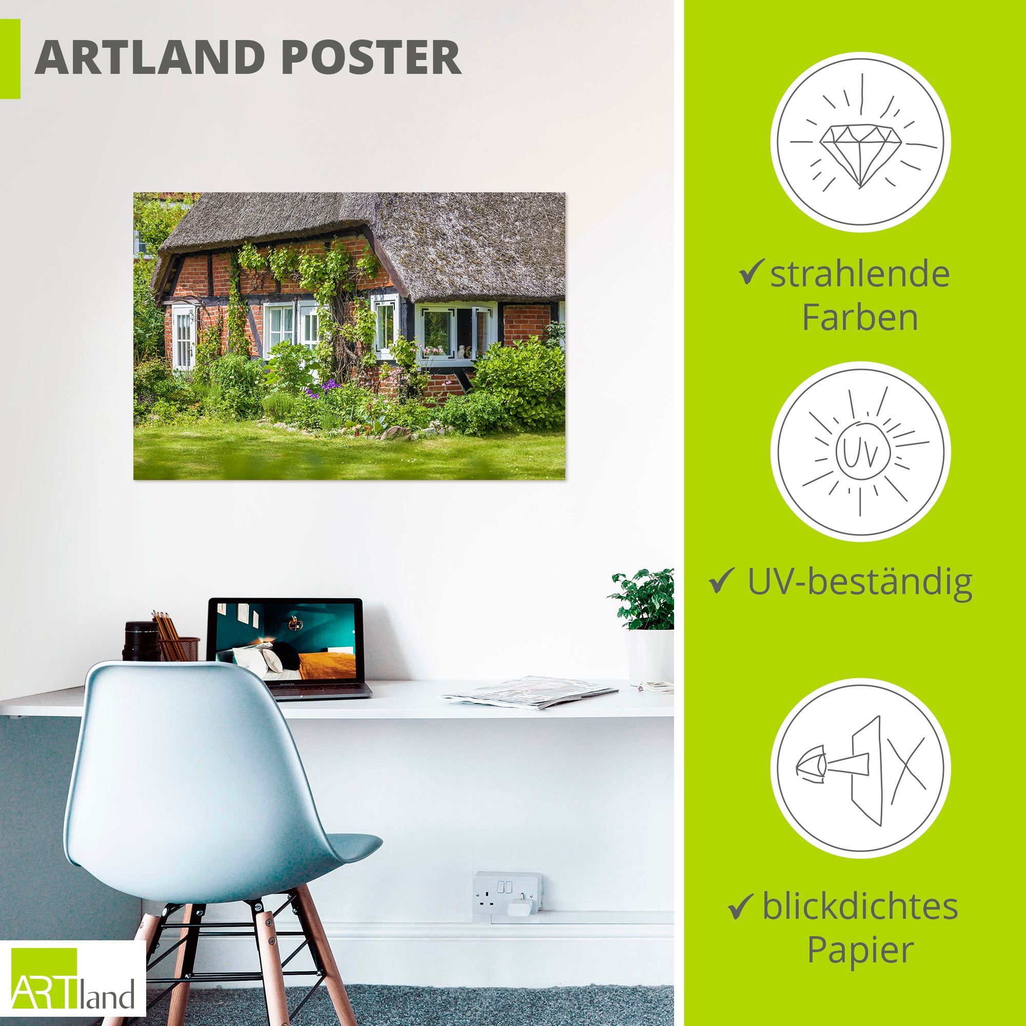 Artland Wandbild »Alter Reetdachhof Zingst an der Ostsee« 1 Stk. tlg. als Alubild, Leinwandbild, Poster, Wandaufkleber in verschied. Größen