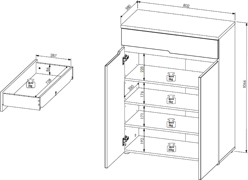 Innostyle Schuhschrank »Memphis Schuhschrank, 80x107x38cm (B/H/T)«, (1 St.)