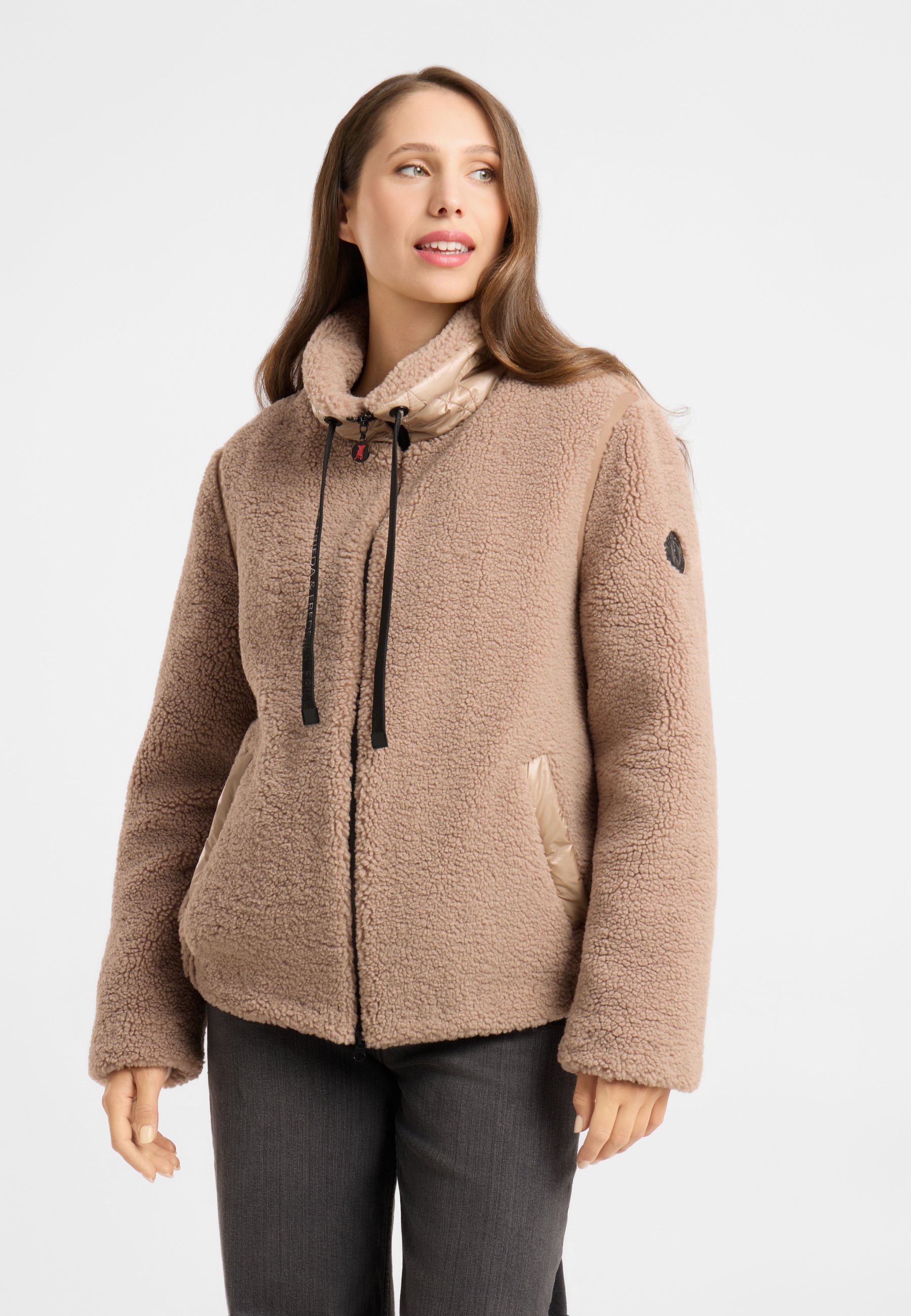 Frieda & Freddies Winterjacke "Frieda & Freddies Teddyjacke mit Nylon-Details"