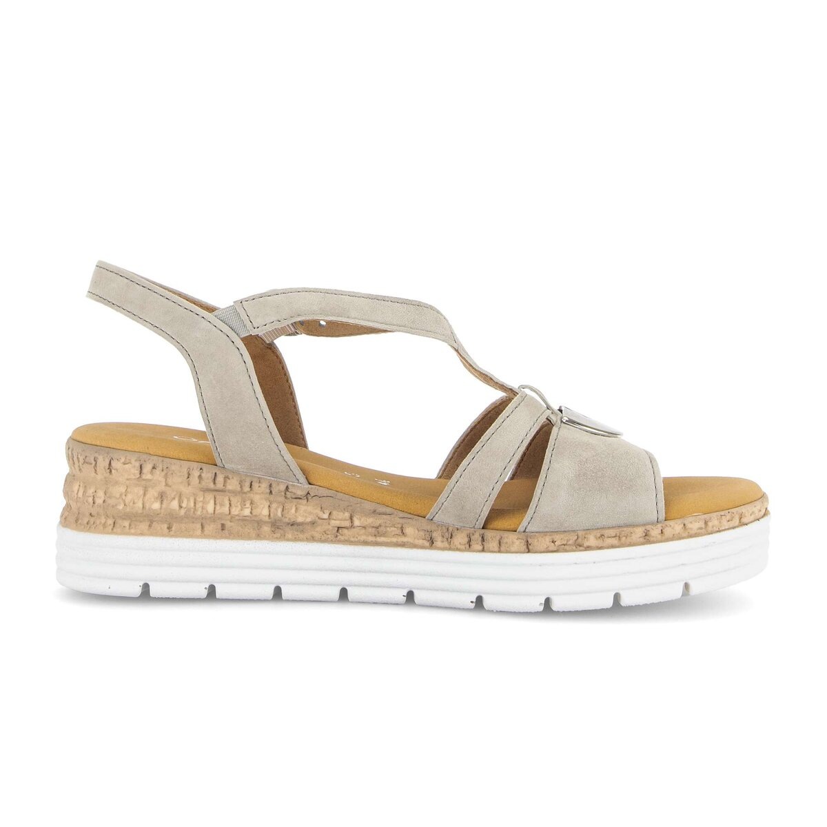 Keilsandalette GABOR "Genua", Damen, Gr. 40, schilf, Ziegenveloursleder, Schuhe, Riemchensandale, Sommerschuh, Komfortschuh in Weite G (=weit) 2