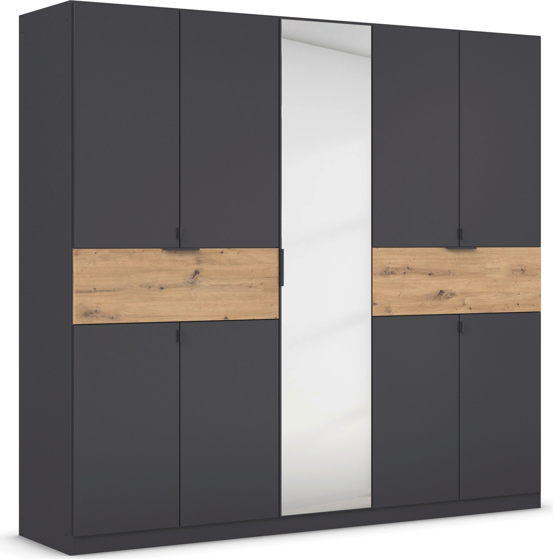Drehtürenschrank RAUCH, B:226cm H:210cm T:54cm, grau, Holzwerkstoff, Schränke, "Kleiderschrank Schrank Garderobe Wäscheschrank TICAO", mit 2
