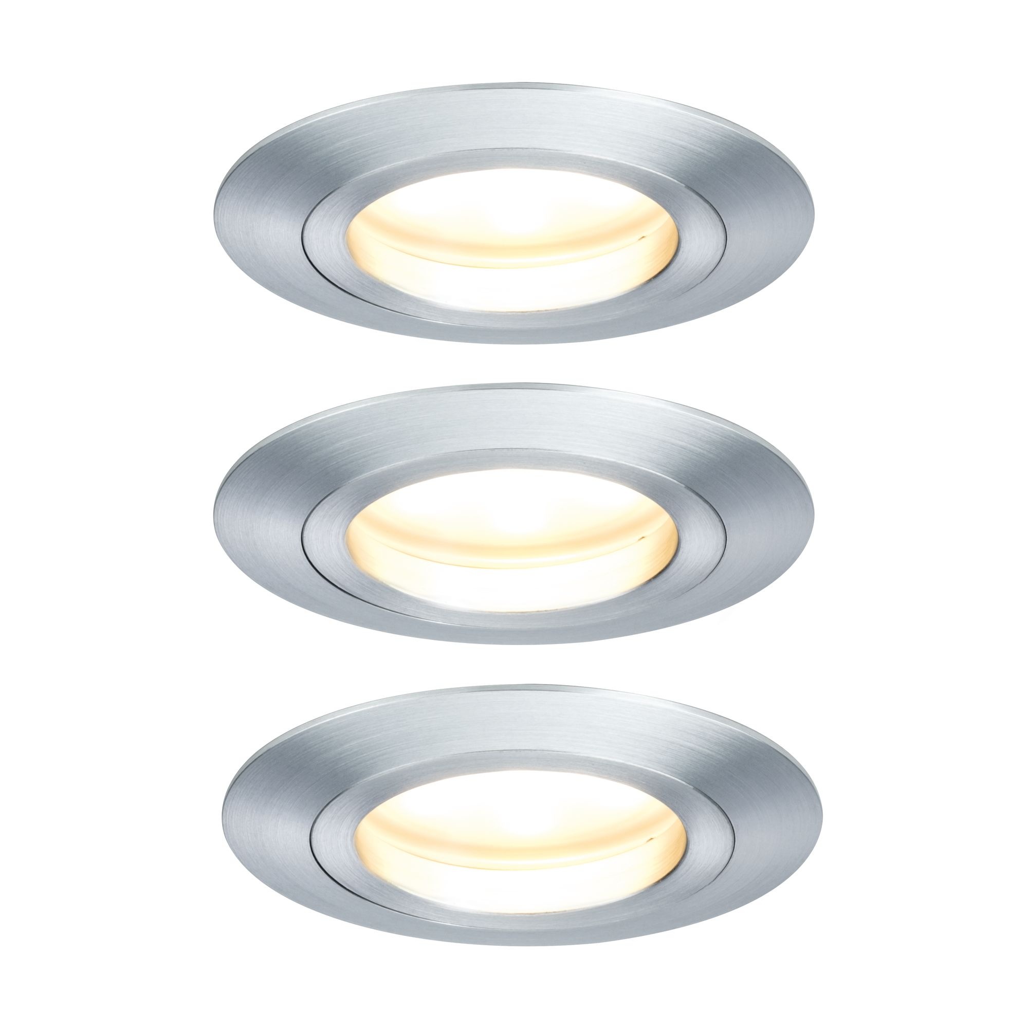 Paulmann LED Einbaustrahler 3er-Set dimmbar Silberfarben rund 7W Alu, 3 St., Warmweiß