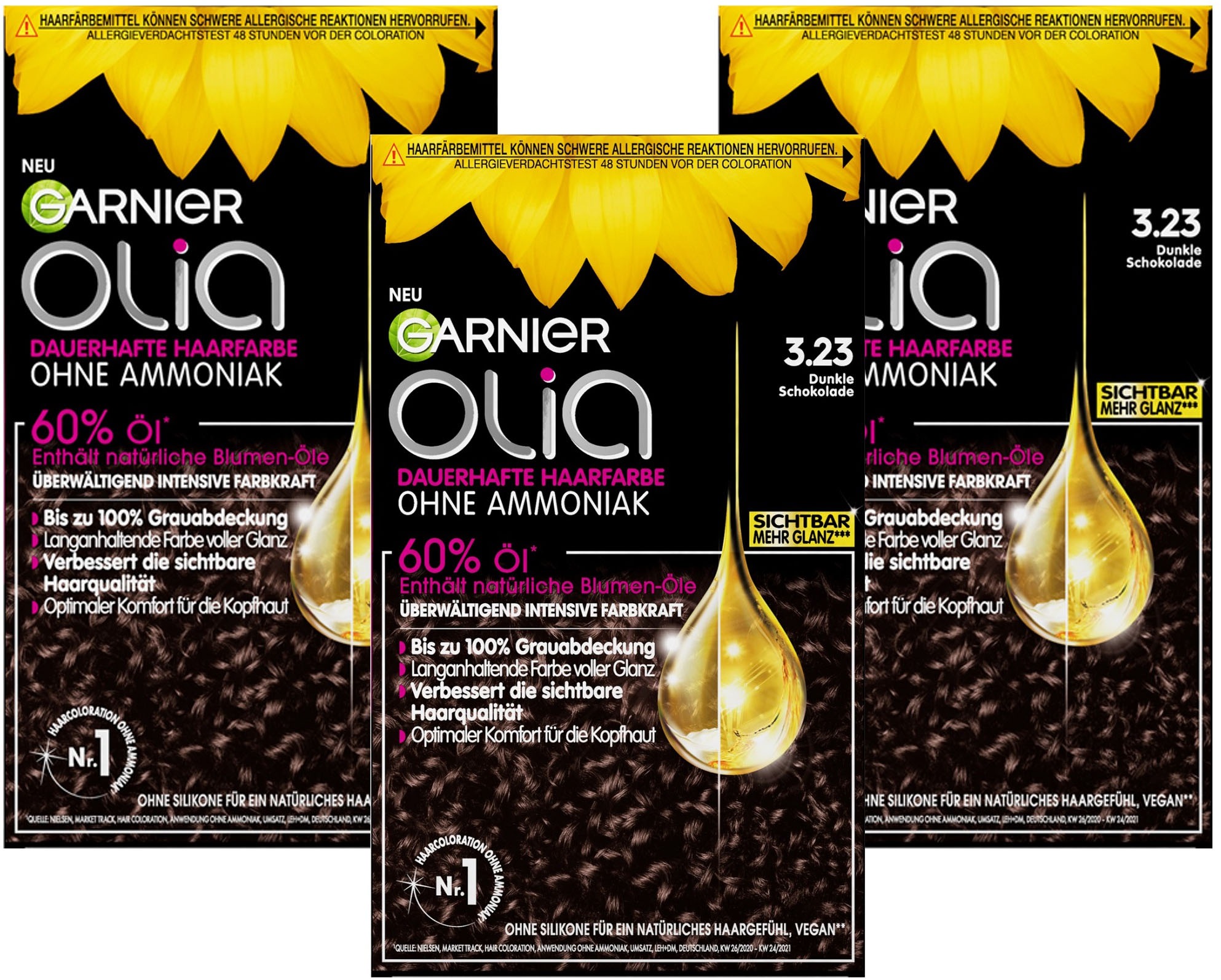 GARNIER Coloration »Garnier Olia dauerhafte Haarfarbe«, (Packung, 3 tlg.)