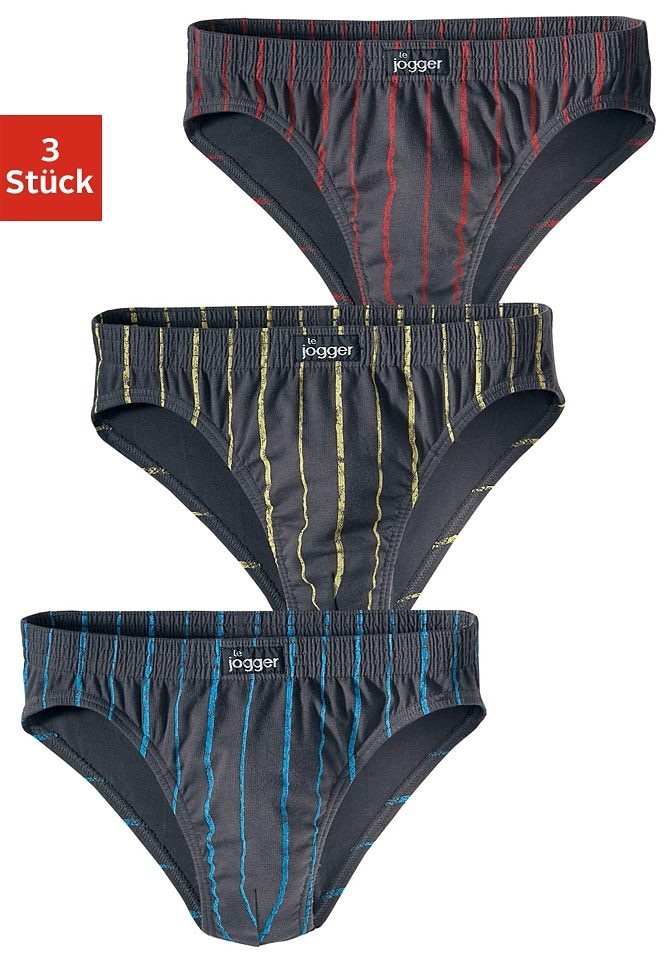 le jogger Slip Packung, 3 Stk. mit kontrastfarbenen Streifen