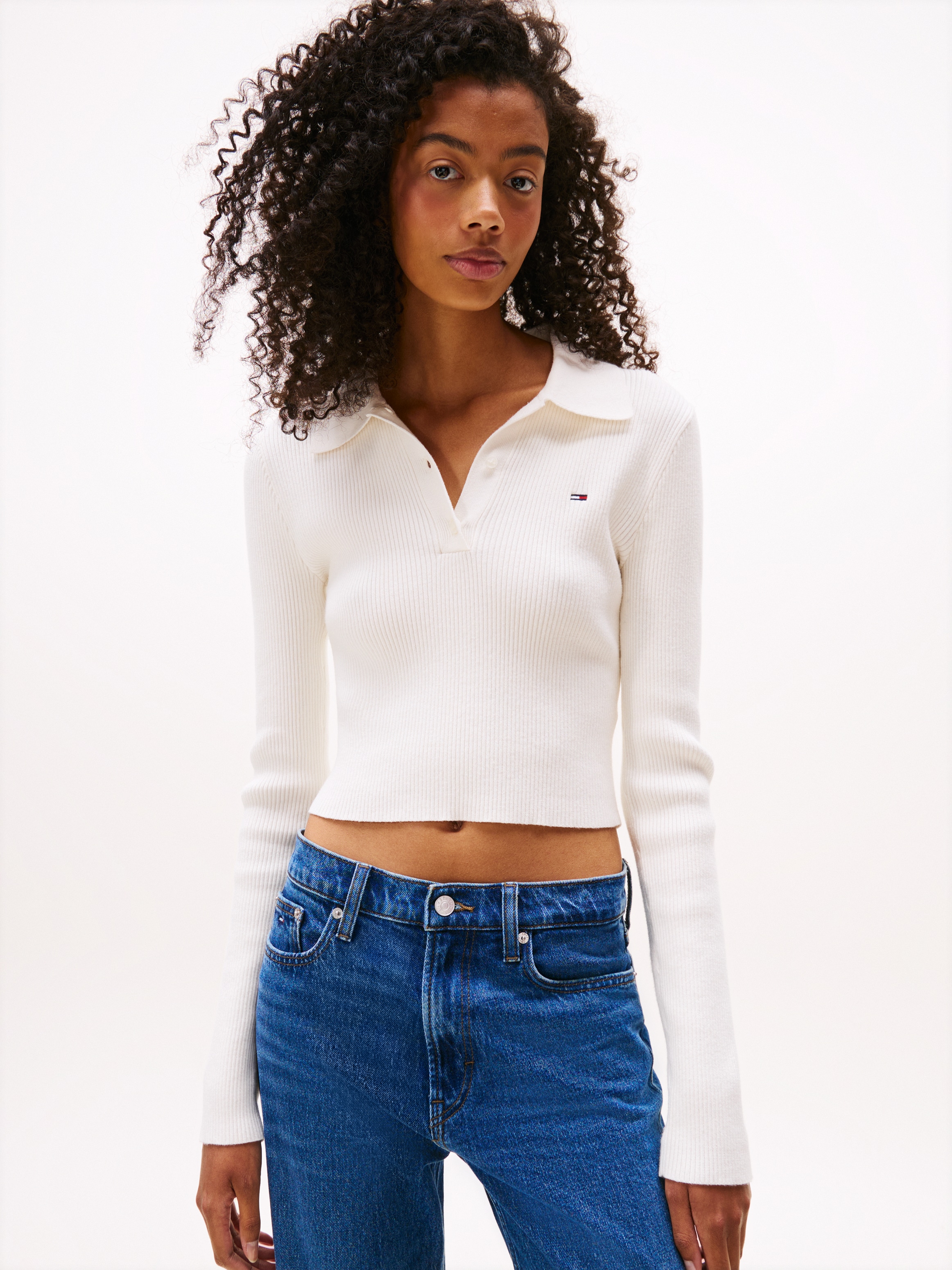 Tommy Jeans Polokragenpullover "TJW ESSENTIAL POLO LS SWEATER" günstig online kaufen