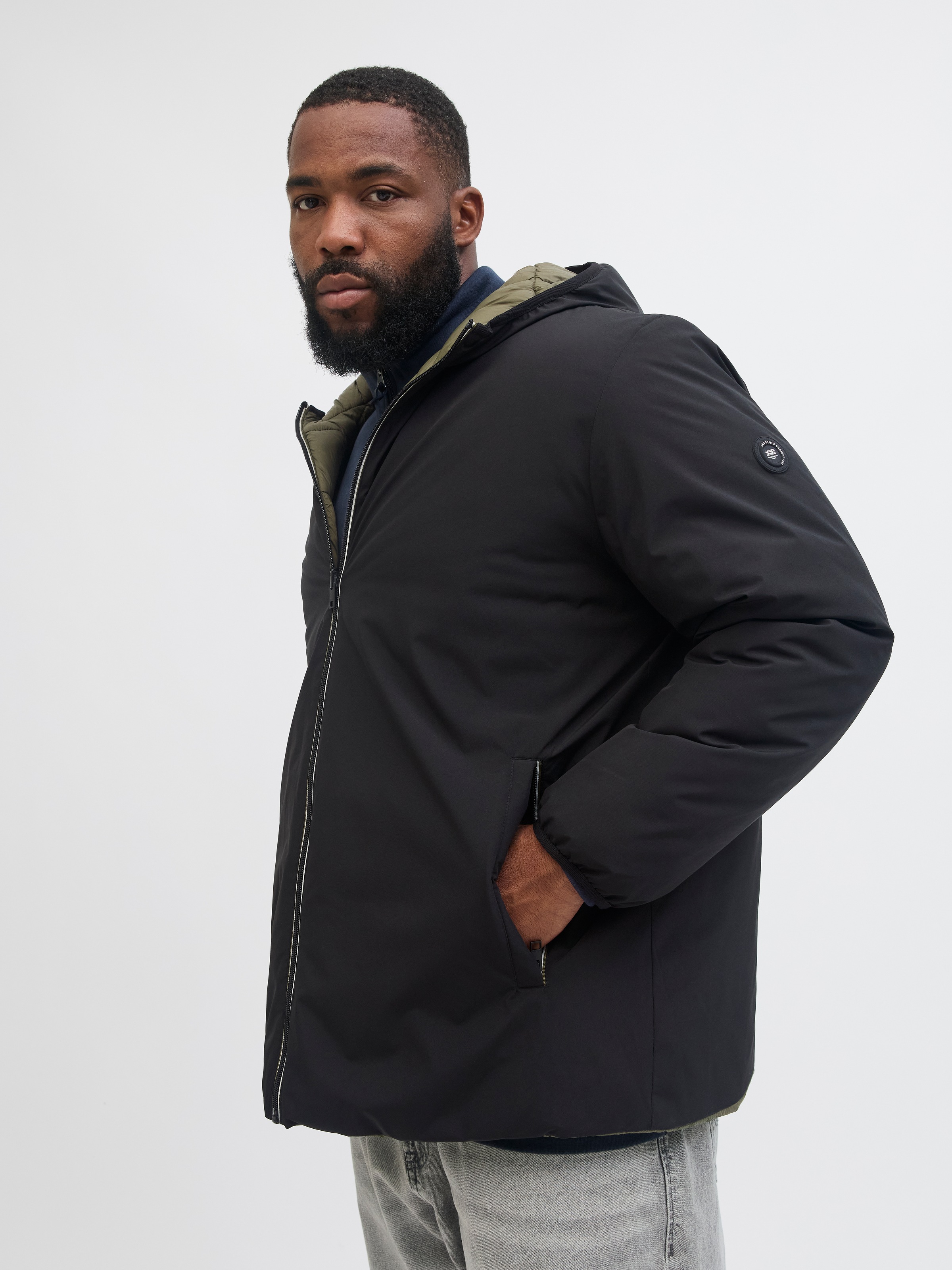 Thumbnail - Jack & Jones PlusSize Wendejacke "JJEBROOK REVERSIBLE JACKET SN PLS" mit Kapuze