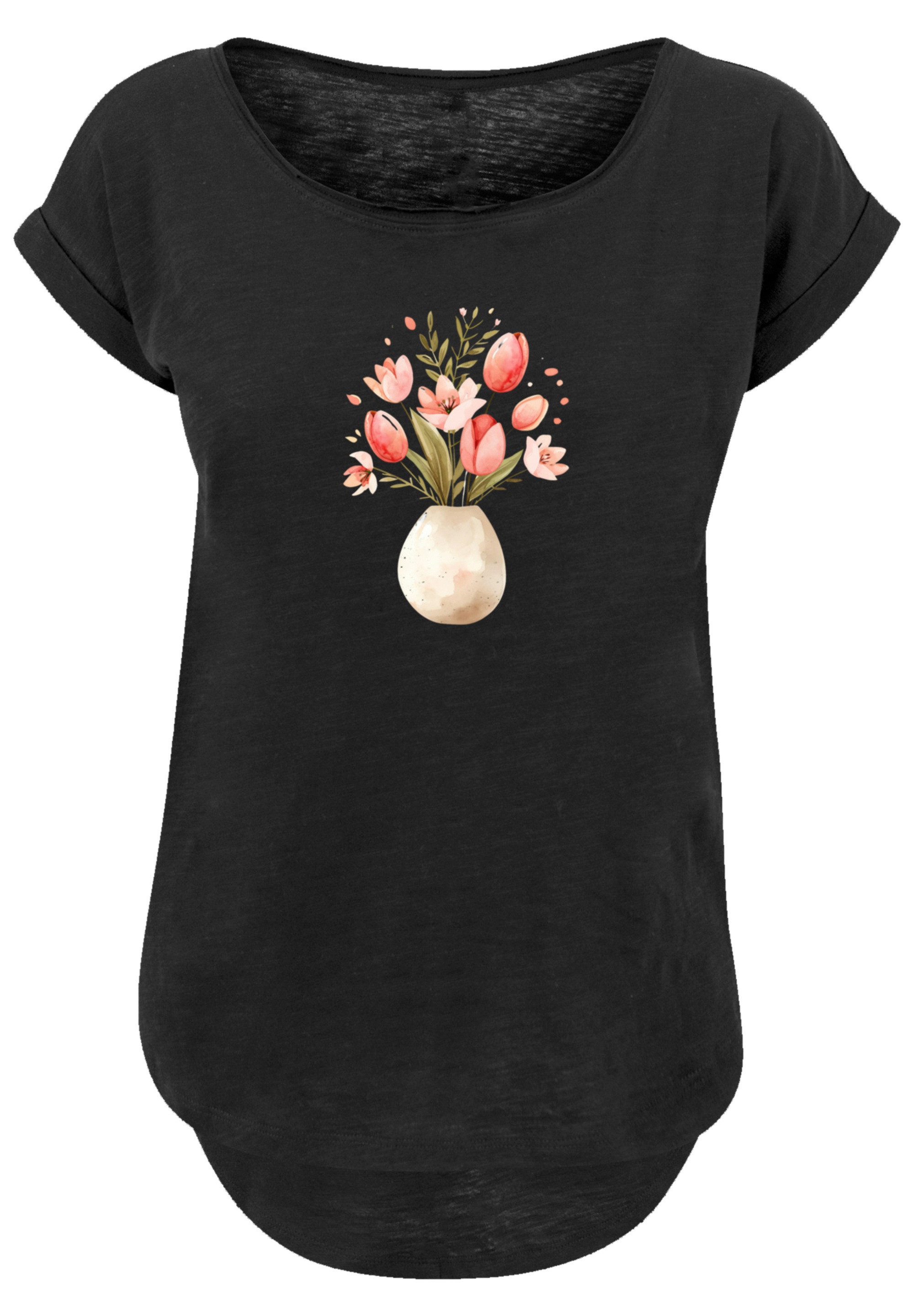 F4NT4STIC T-Shirt »Rosa Frühlingsblumenstrauß in Vase«, Premium Qualität