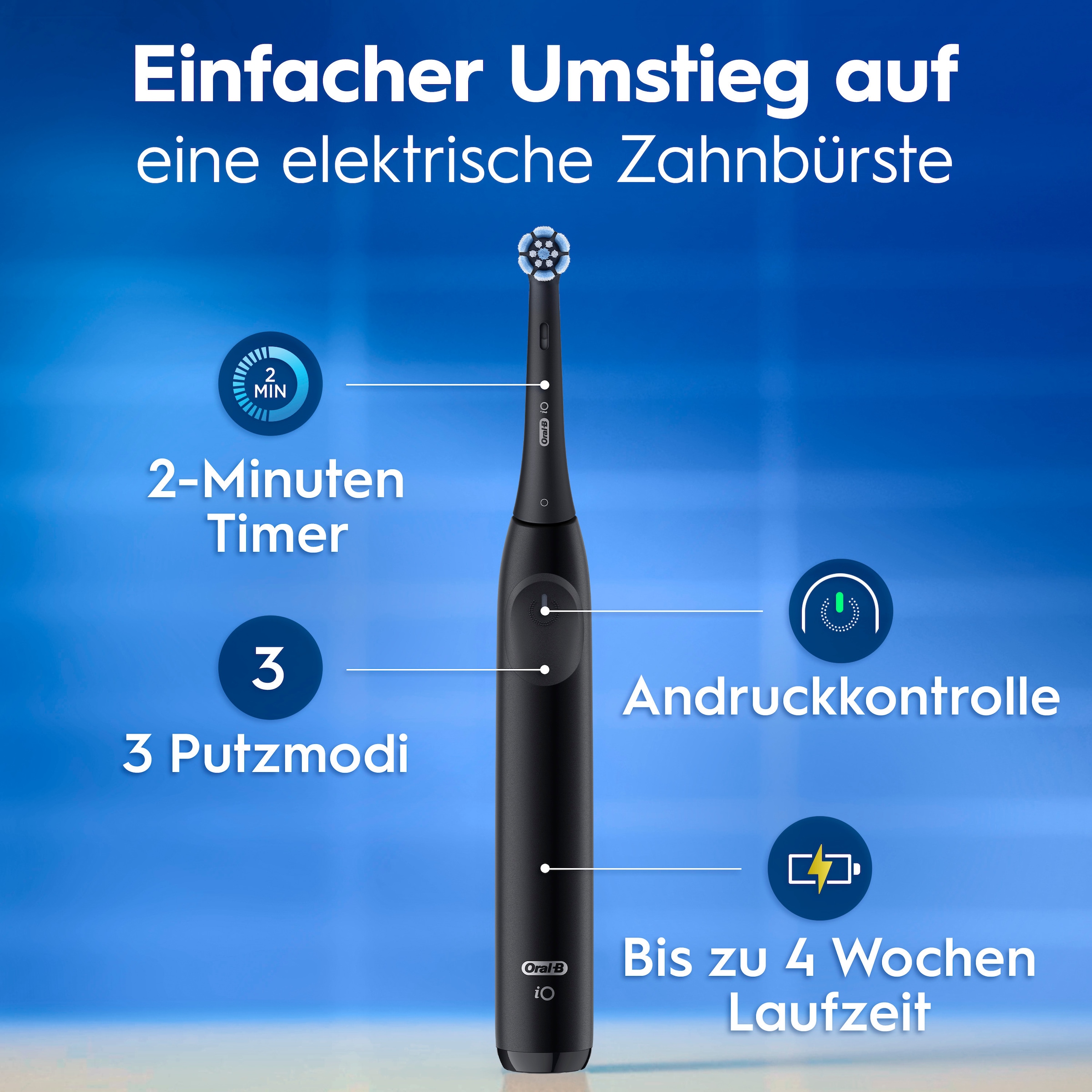 Oral-B Elektrische Zahnbürste »iO Series 2« 2 Stk. Aufsteckbürsten Doppelpack, 2 Aufsteckbürsten, Reise-Etui
