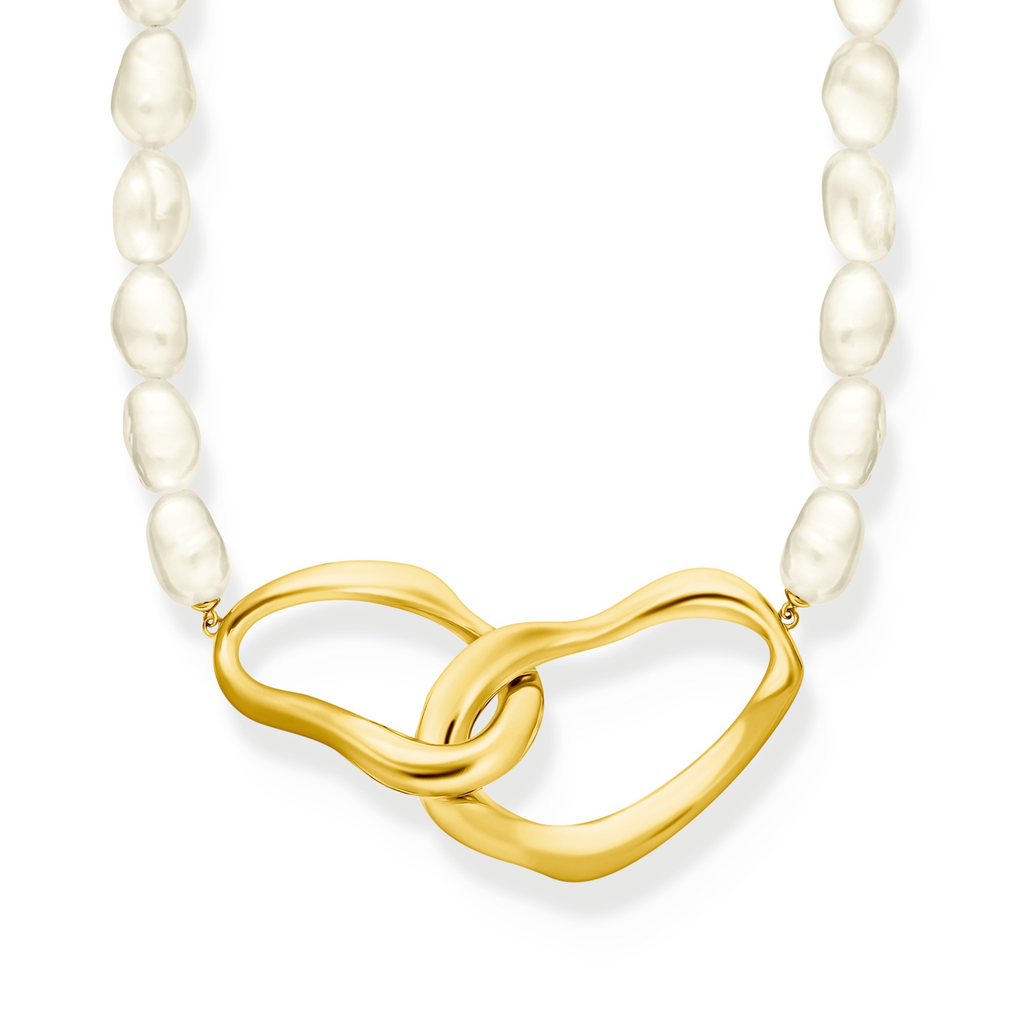 THOMAS SABO Kette mit Anhänger »Natural Beauty Kette mit organisch geformtem Anhänger, Bold Elegance«, mit Süßwasserzuchtperle