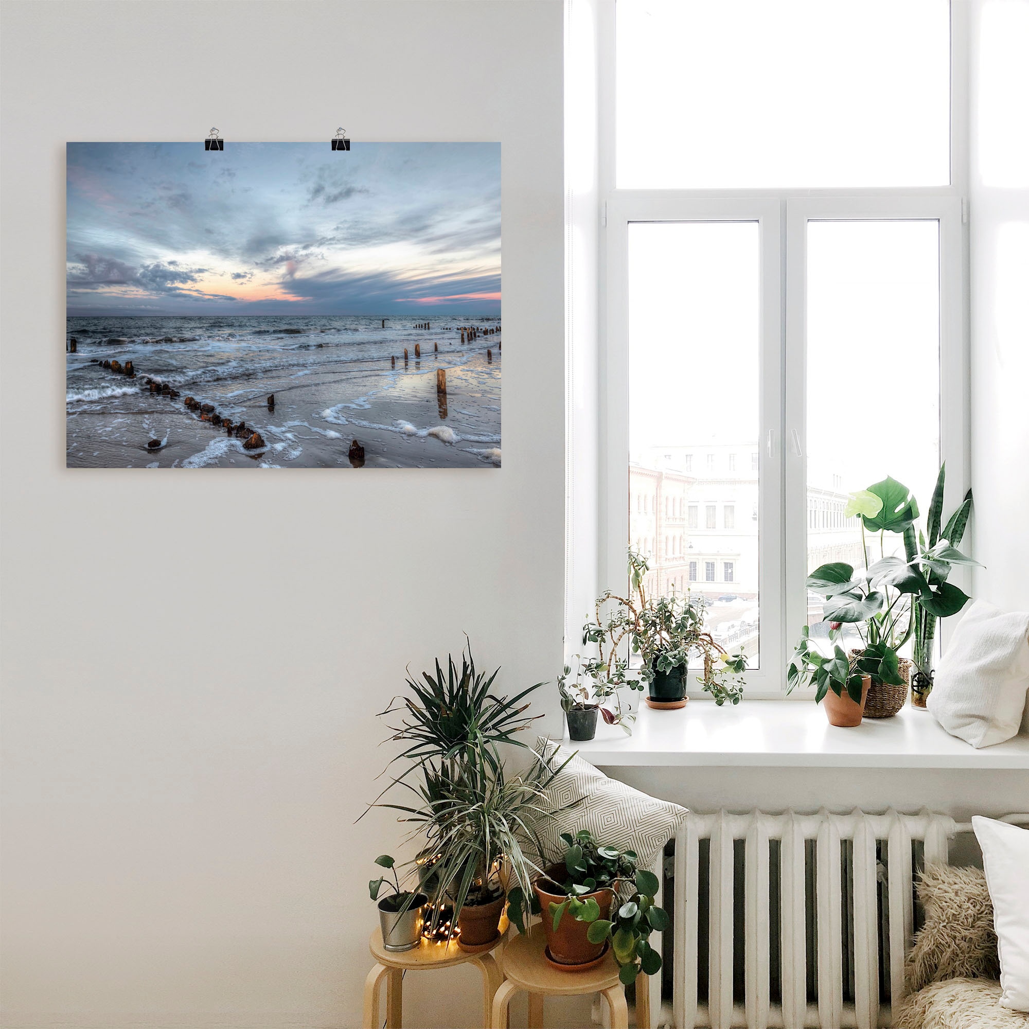 Artland Wandbild "Winter Sonnenuntergang am Meer", Gewässer, (1 St.), als L günstig online kaufen