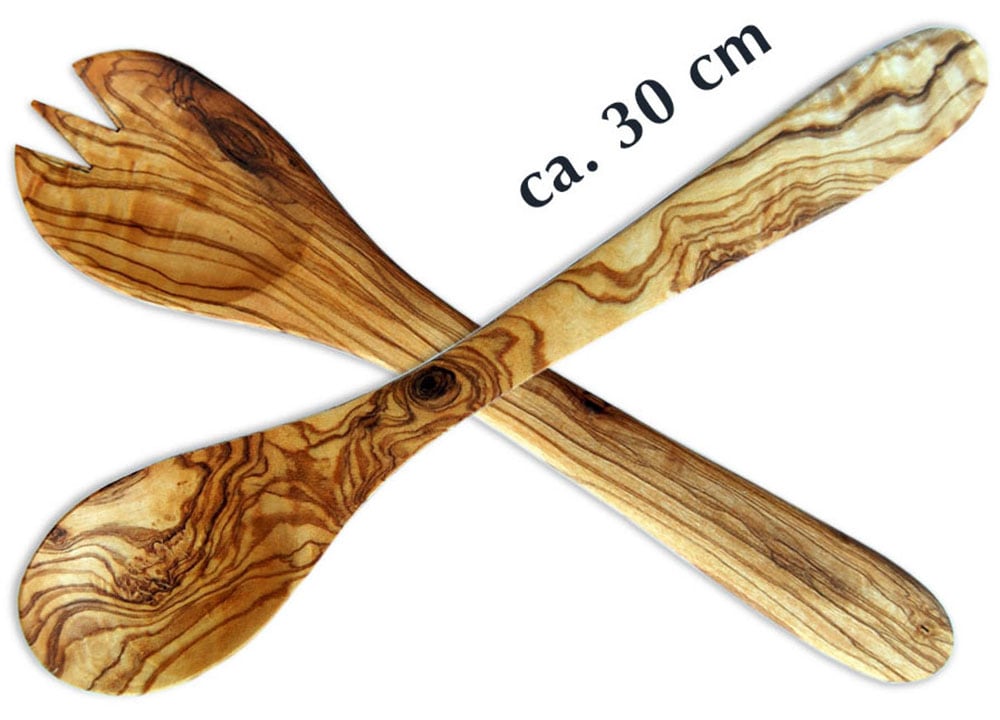 Olivenholz-erleben Kochbesteck-Set »aus naturbelassenem Olivenholz«, (Set, 4 tlg., Kochlöffel, Pfannenwender, 2tlg. Salatbesteck), Schonend zu Pfannen & Töpfen, nachhaltig, geschmacksneutral