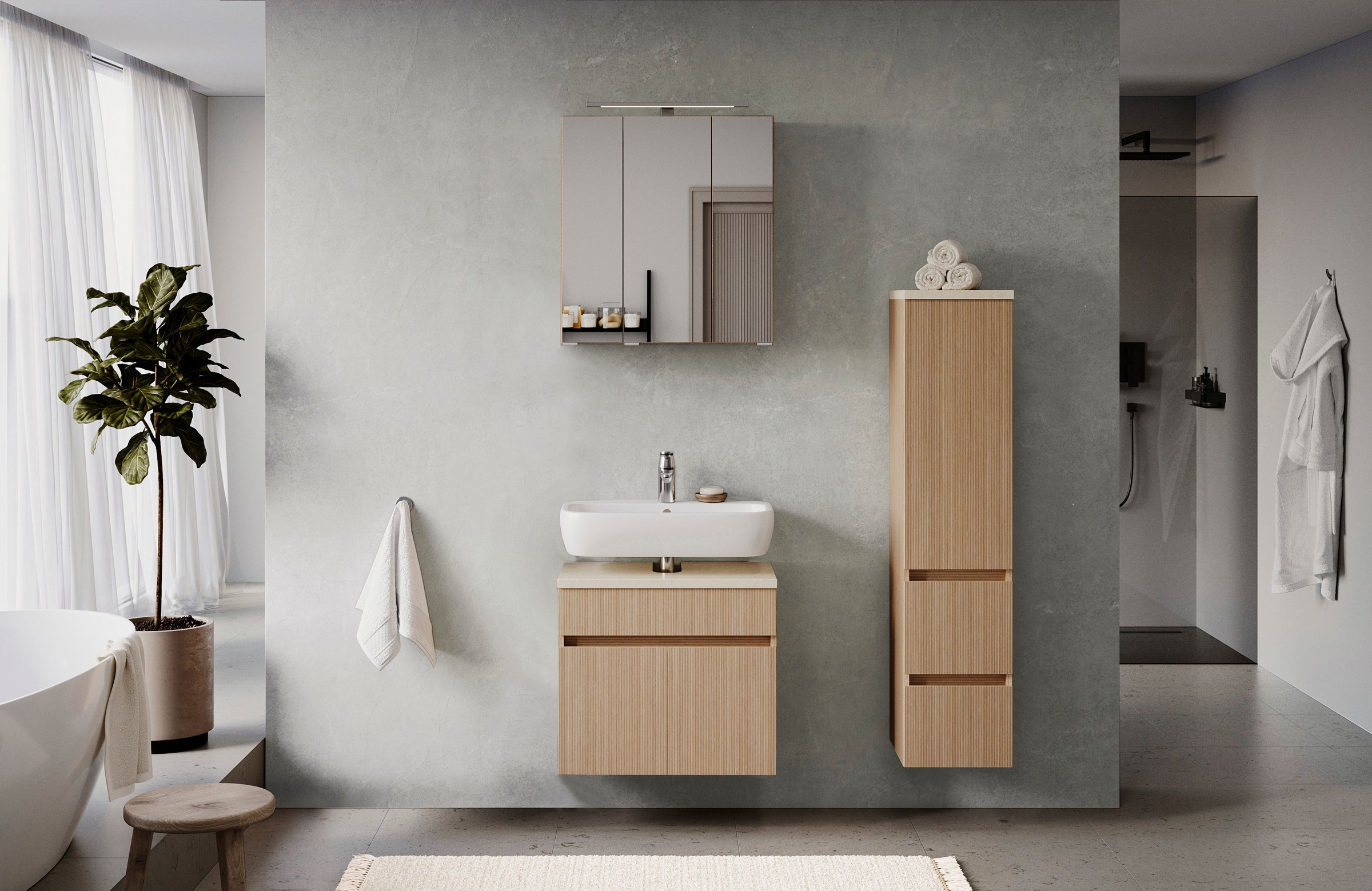 welltime Badmöbel-Set "EIXO, Set aus Spiegelschrank, Unterbeckenschrank und günstig online kaufen