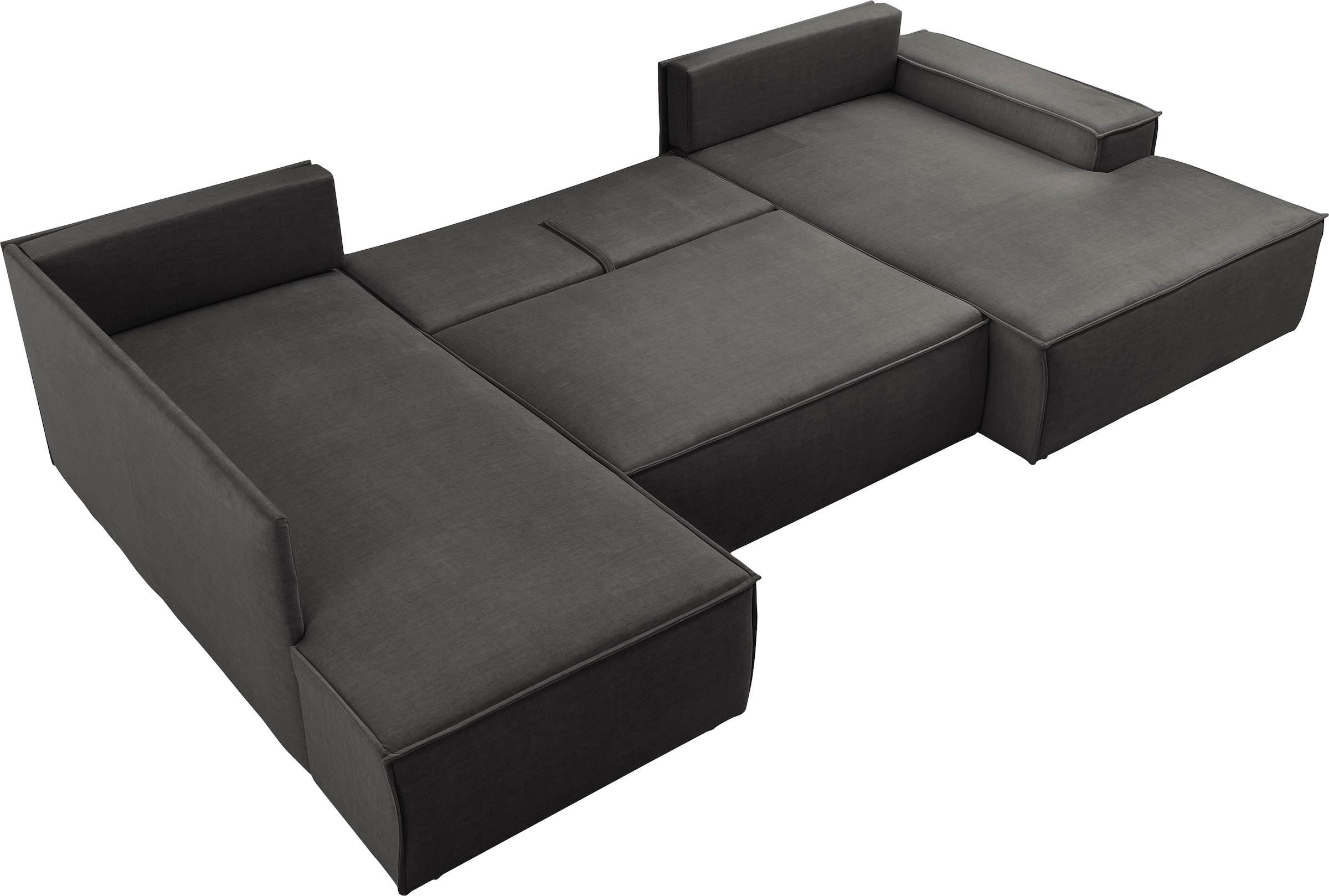 Home affaire Wohnlandschaft »SHERWOOD 329 cm, U-Form, Schlafsofa,«, Schlaffunktion m. Bettkasten (194x139 cm), Cord, Vintage, Samtvelours
