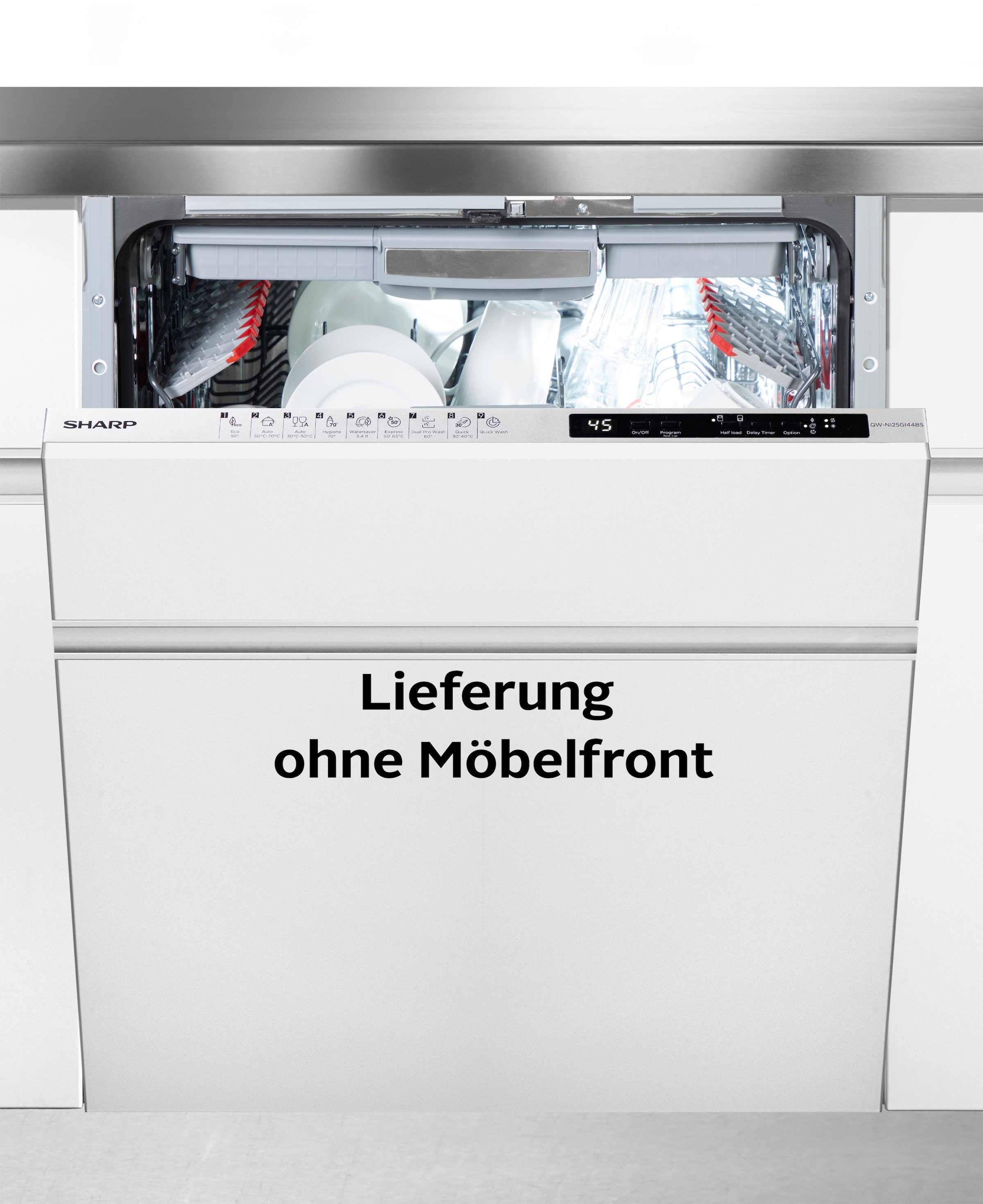 Sharp vollintegrierbarer Geschirrspüler »QW-NI25GI44BS-DE«, 14 Maßgedecke