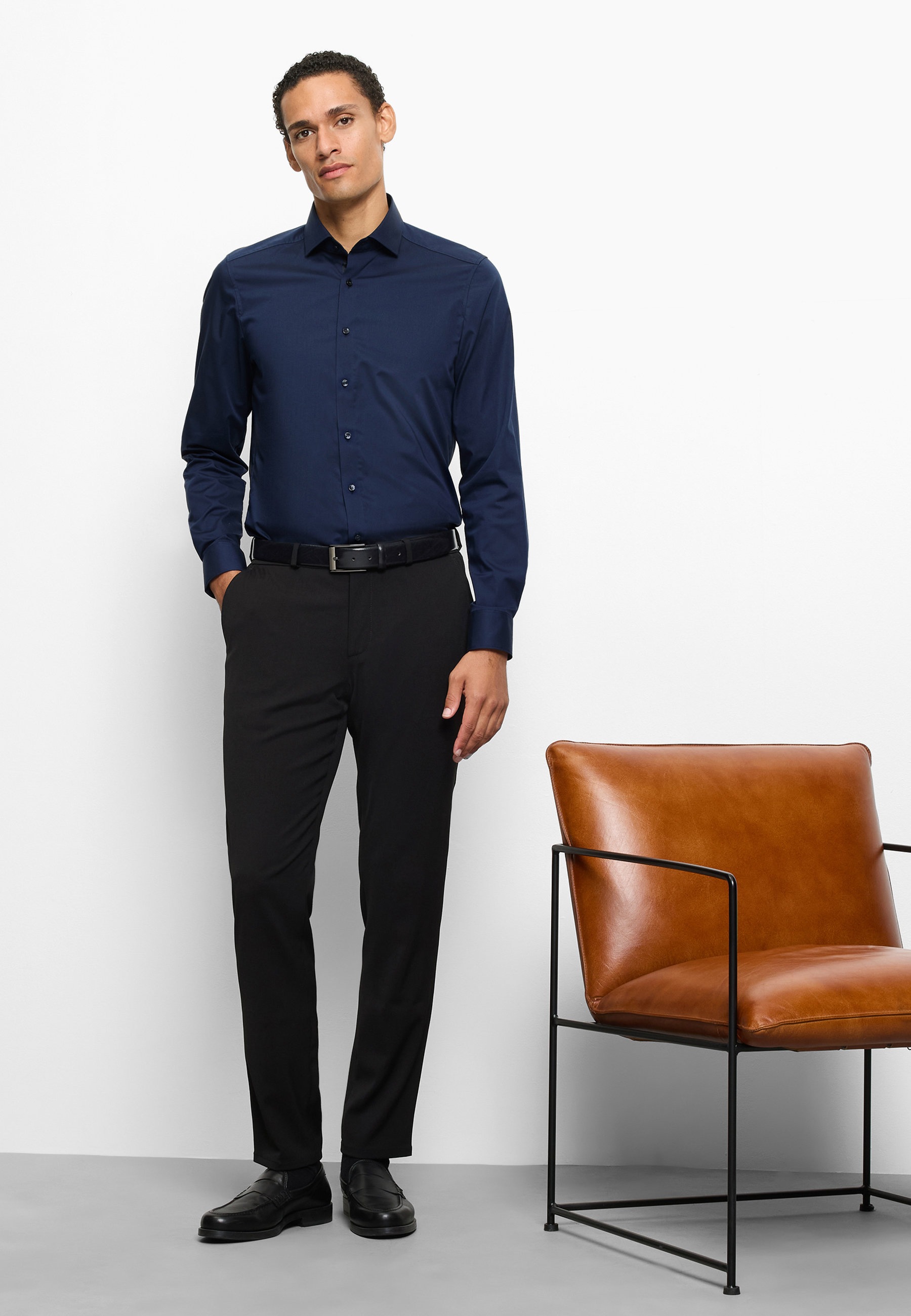 OLYMP Level Five Body Fit Men's Shirt Royal Kent Navy 40 8