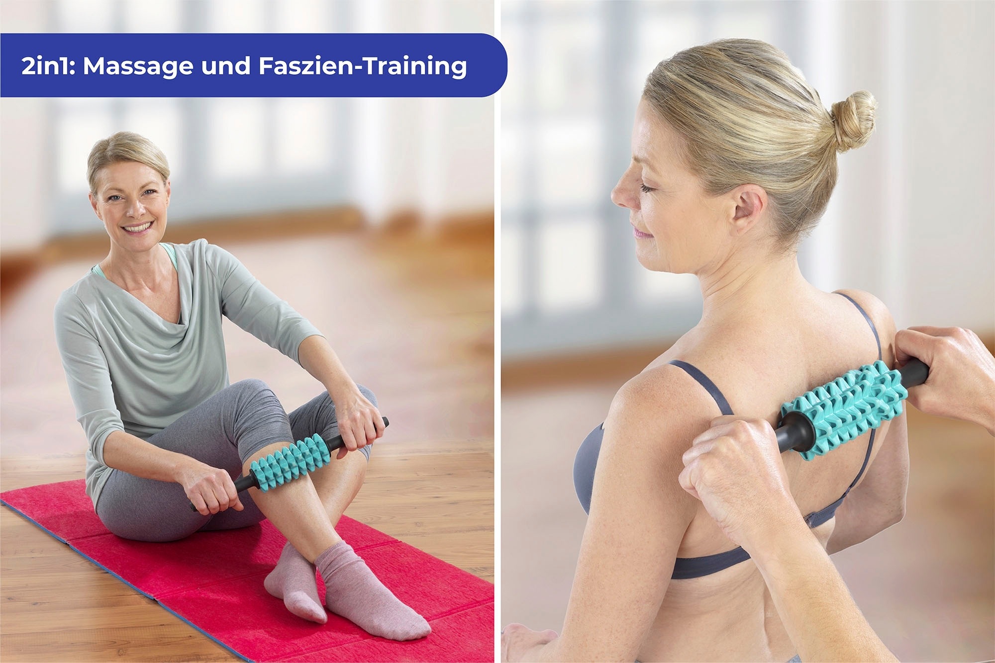 Thumbnail - Maximex Massageroller "2-in-1 Faszien- und Massageroller" mit 9 beweglichen Rollen