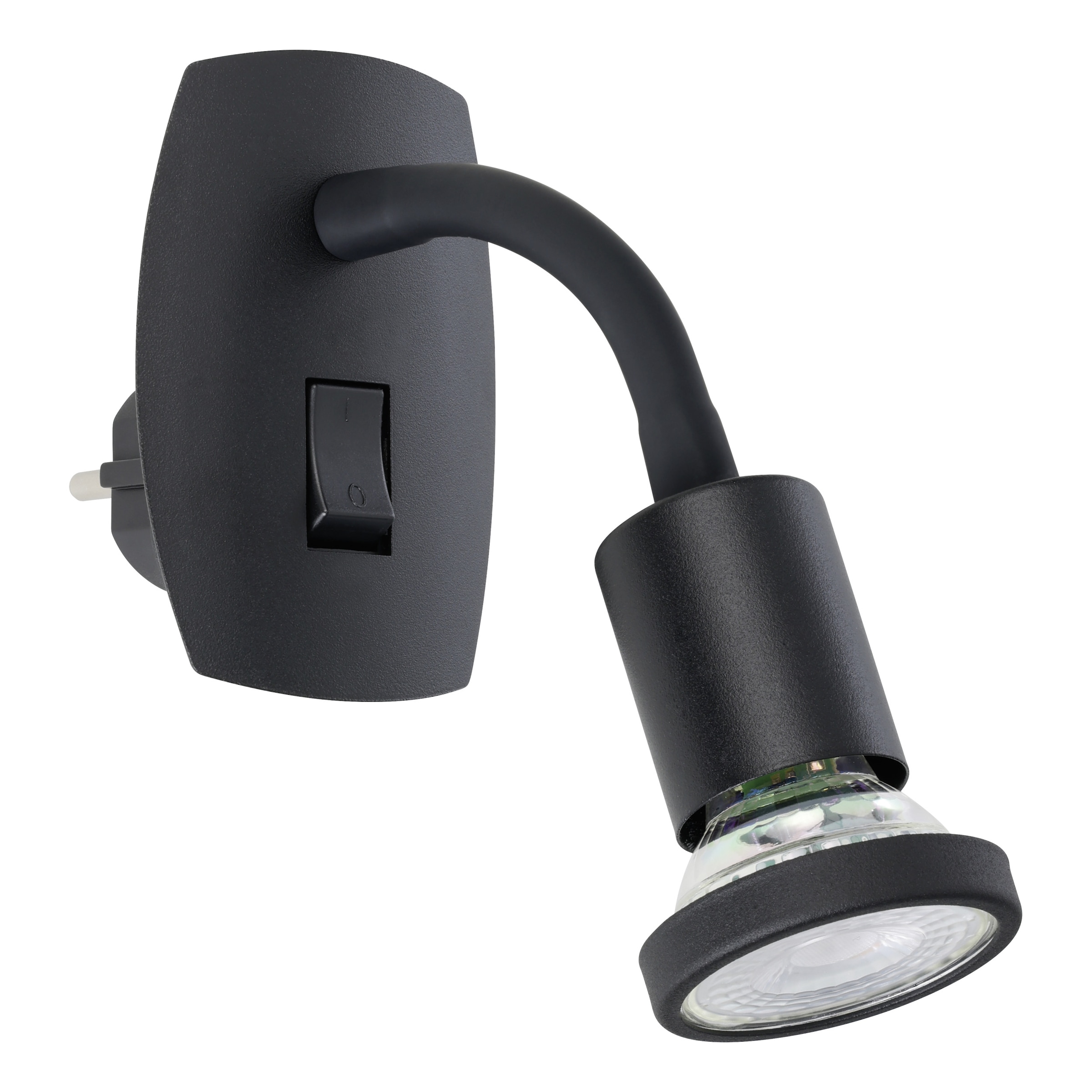 EGLO Steckdosenleuchte "PARRINI Steckerlampe - Stahl, Kunststoff - GU10 - 1X4,5W - IP20", 1, H: 10cm, 1 Stk., schwarz, Leuchten, Steckdosenspot,