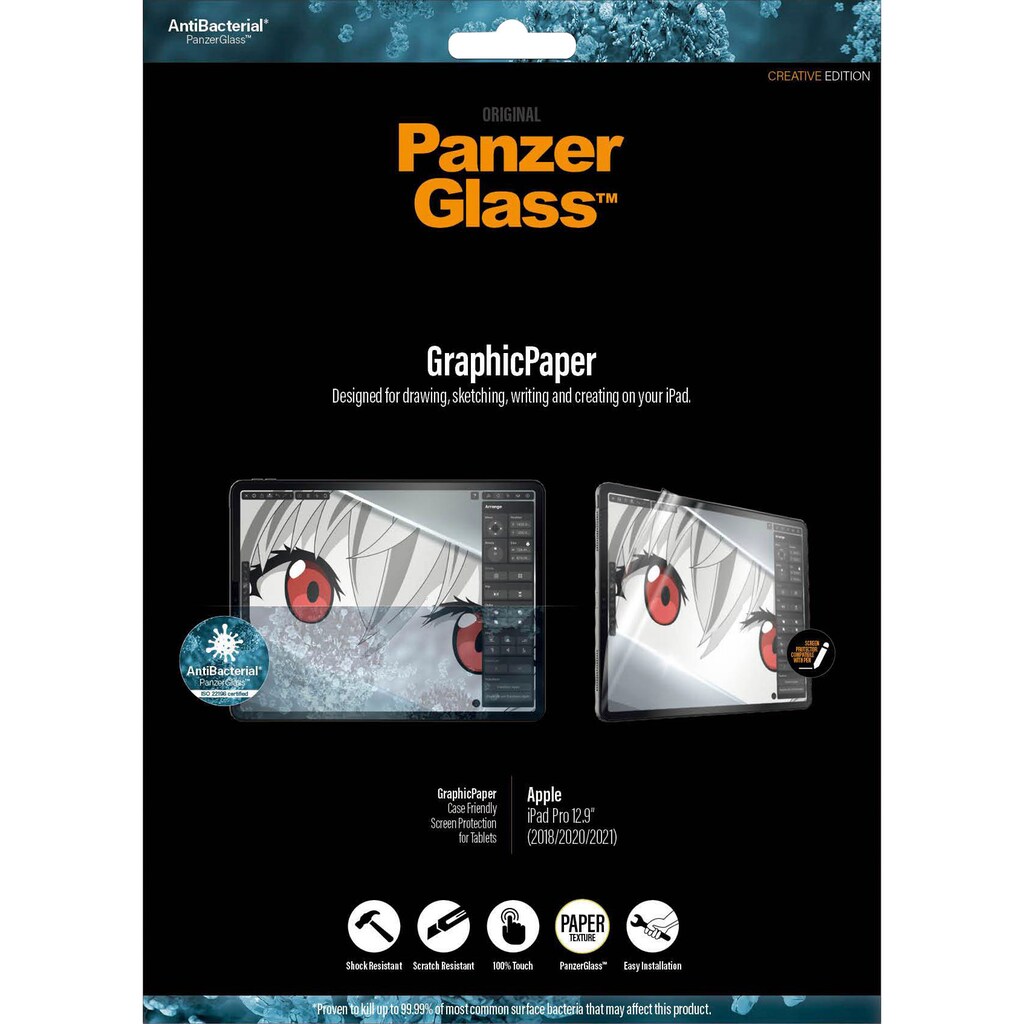 PanzerGlass Displayschutzglas »PanzerGlass - iPad Pro 12.9 (2018/20/21/22) CF GraphicPaper AB«, für Apple iPad Pro 12,9'' (2018)-Apple iPad Pro 12,9'' (2020)-Apple iPad Pro 12,9'' (2021)