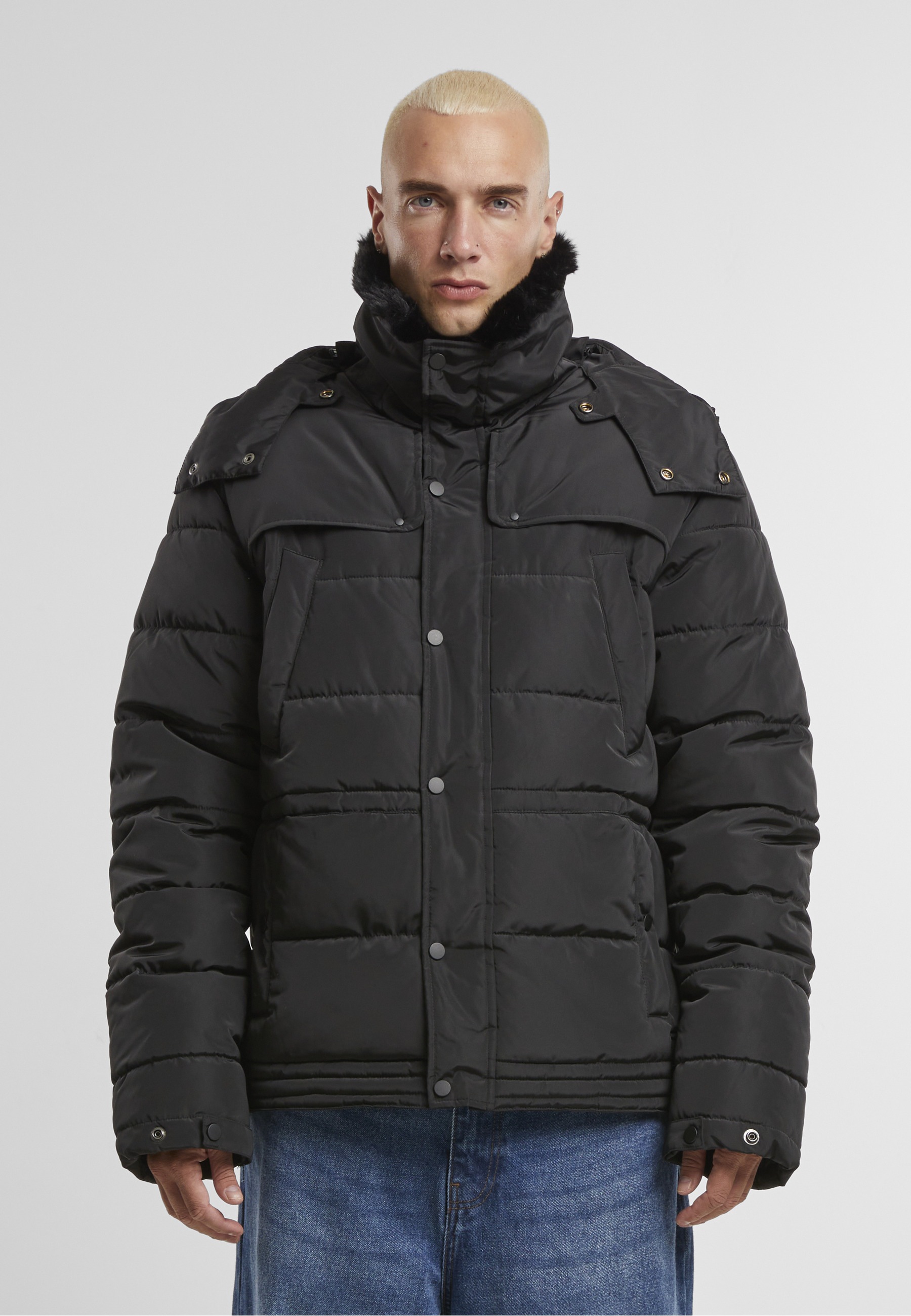URBAN CLASSICS Winterjacke »Urban Classics Puffer Jacket With Detachable Fur Collar« 1 Stk. tlg. ohne Kapuze