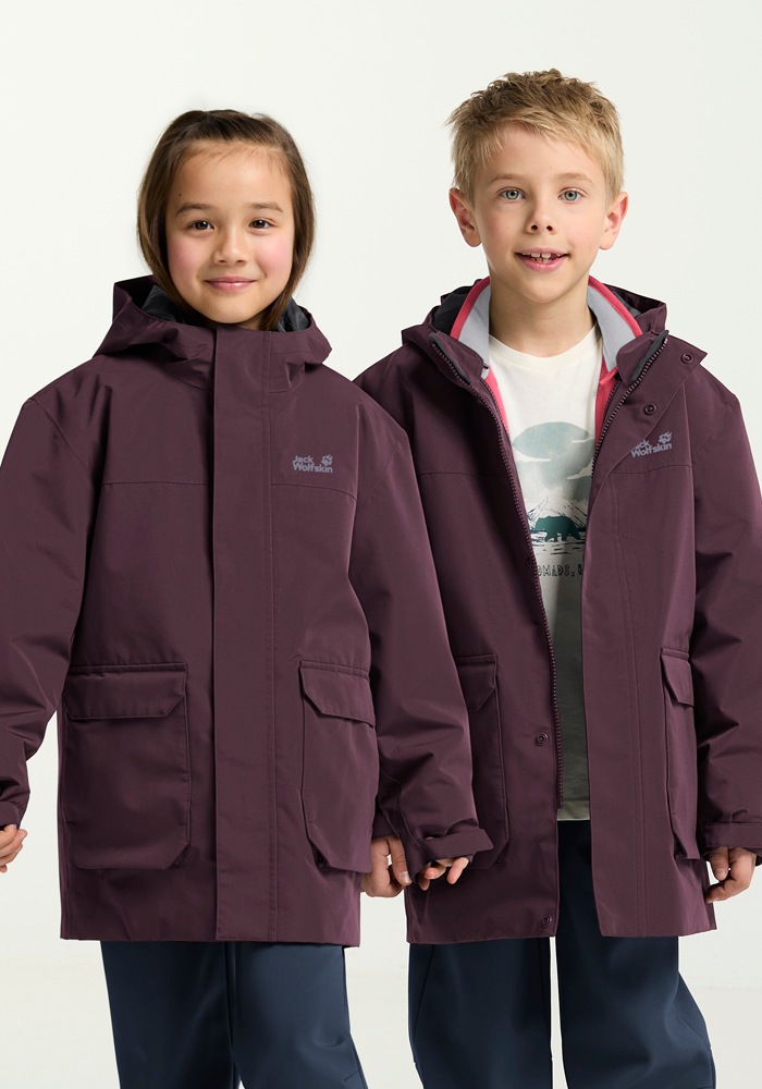Jack Wolfskin 3-in-1-Funktionsjacke "3IN1 CANVEY KIDS" mit Kapuze 3-in-1 Kinderjacke, warm, wasserdicht