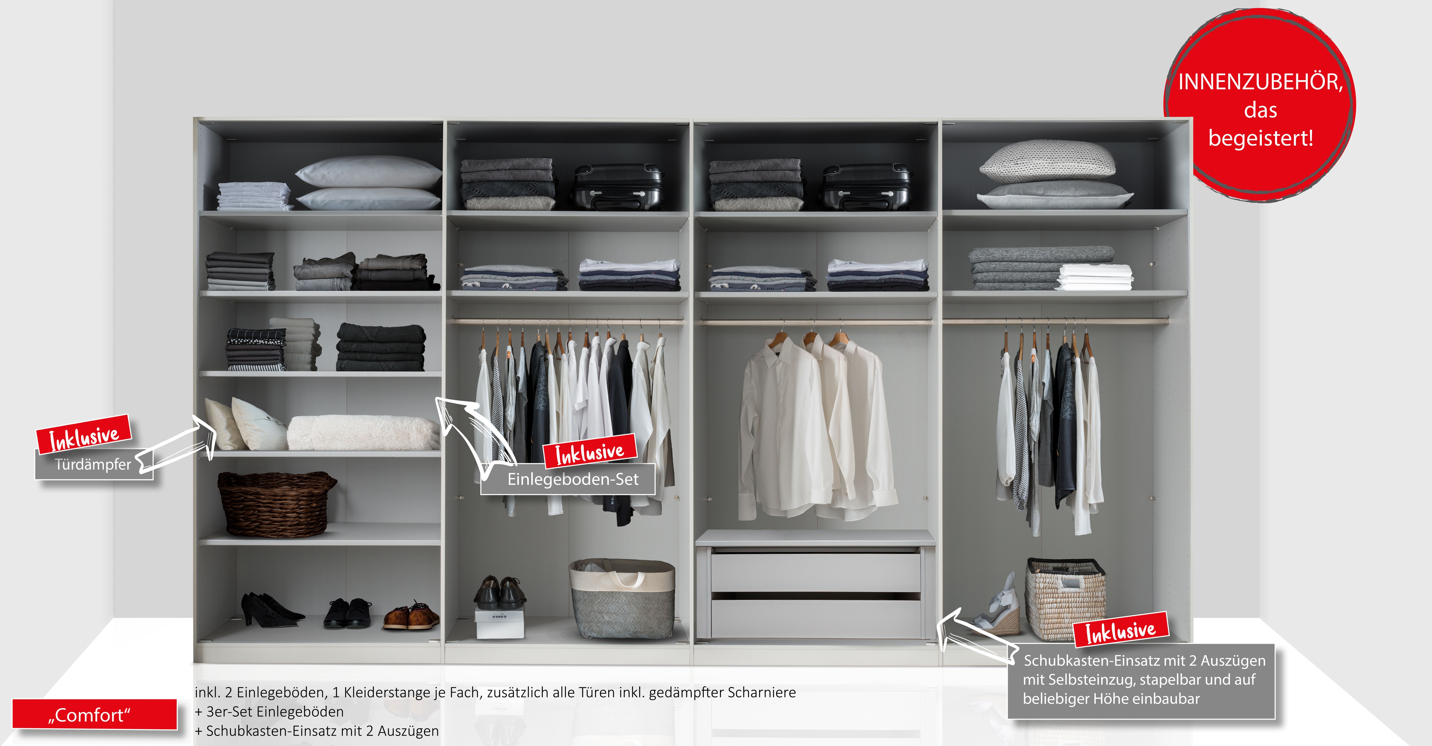 Thumbnail - WIEMANN Drehtürenschrank "Lagos" in 4 Breiten und mit 3 verschiedenen Ausstattungspaketen erhältlich, inkl. Türendämpfun...