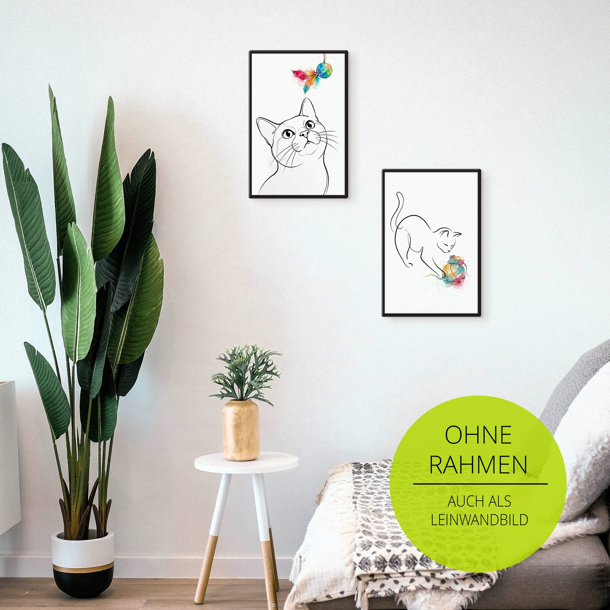 OTTO home Wandbild »Katze mit Spielzeug I« Katzenbilder 1 Stk. tlg. als Poster oder Leinwandbild in versch. Größen