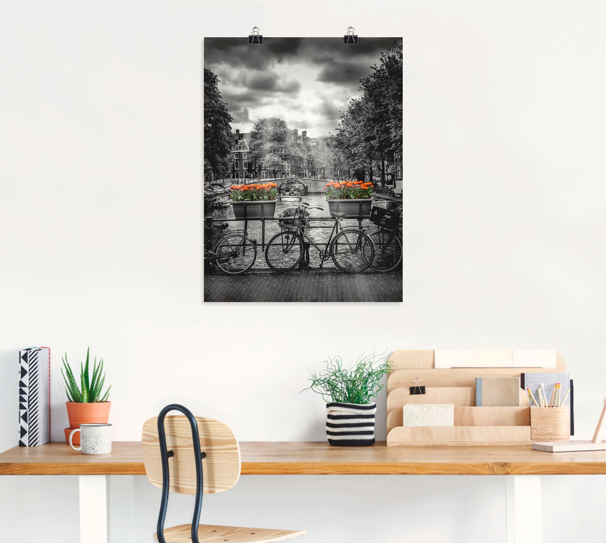 Artland Wandbild "Amsterdam Herengracht & Sonnenstrahlen", Fahrräder, (1 St günstig online kaufen