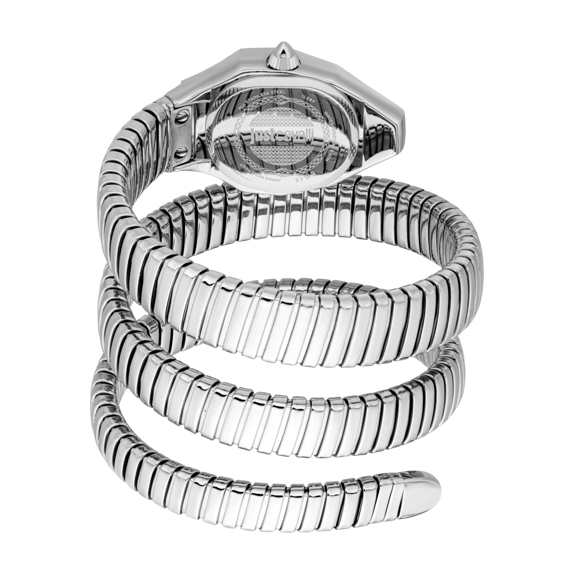 Just Cavalli Time Quarzuhr »Signature Snake« Armbanduhr, Damenuhr, Edelstahlarmband, analog, Kristallsteine